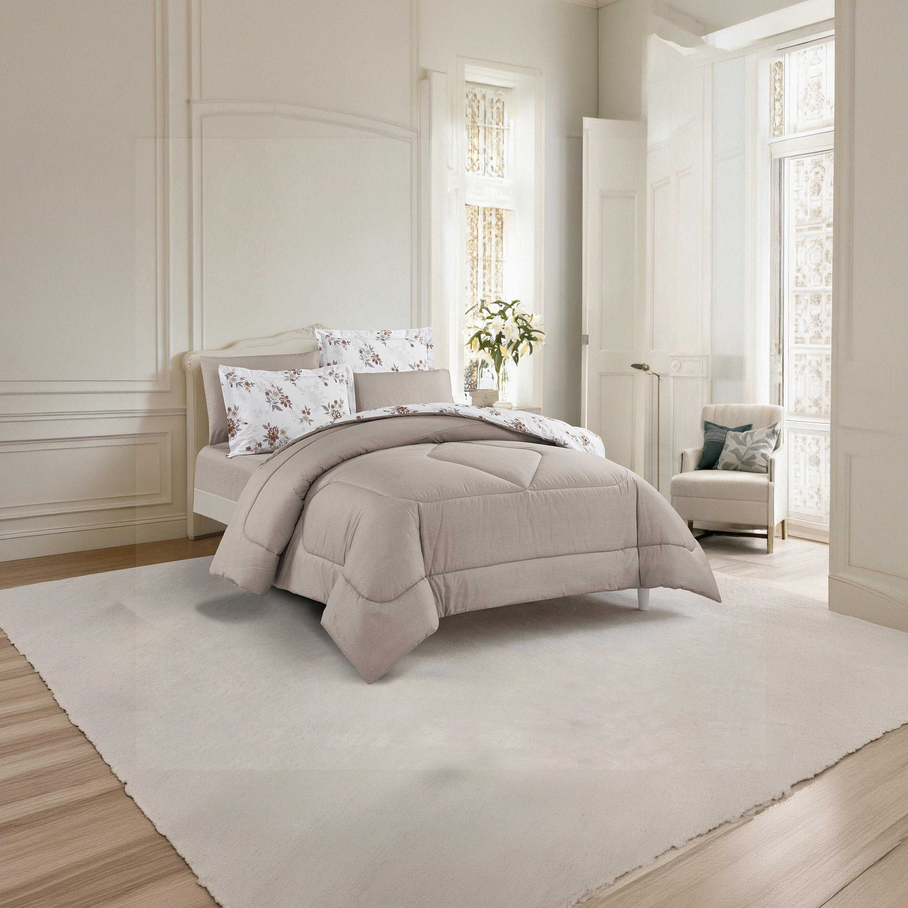 Unique Home All Season 100% Cotton Comforter Set 6 pcs Super King Size - 240x260 cms-household-bedding-comfortersandbedspreads-comforters-image-3