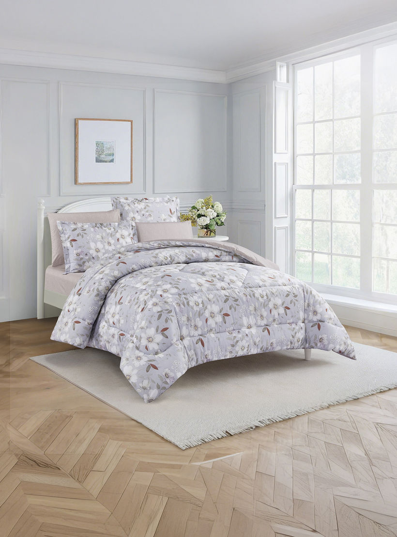 طقم لحاف قطني 100% من يونيك هوم، مناسب لجميع الفصول، 4 قطع، مقاس مزدوج - 170×230 سم-household-bedding-comfortersandbedspreads-comforters-image-2