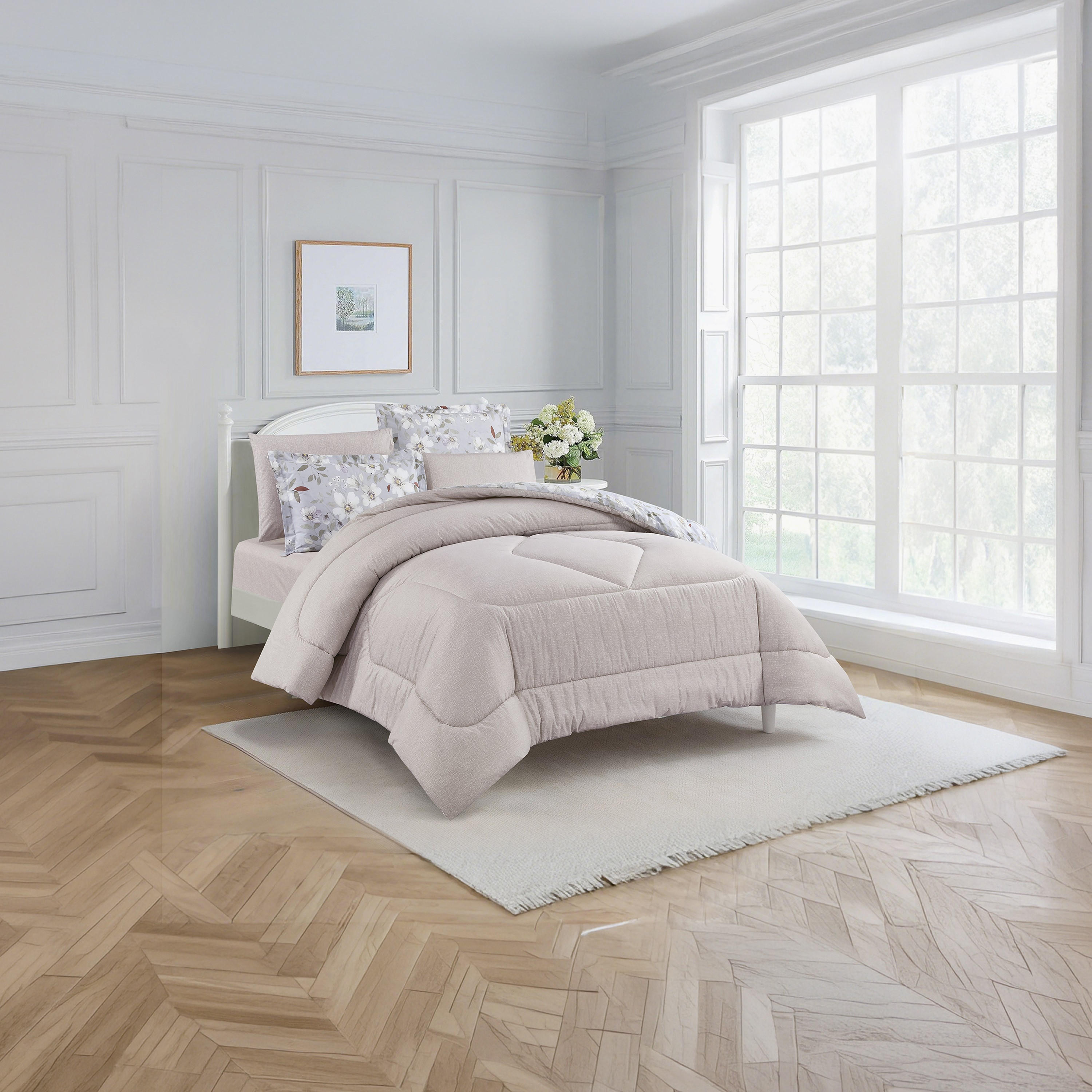 طقم لحاف قطني 100% من يونيك هوم، مناسب لجميع الفصول، 4 قطع، مقاس مزدوج - 170×230 سم-household-bedding-comfortersandbedspreads-comforters-image-3