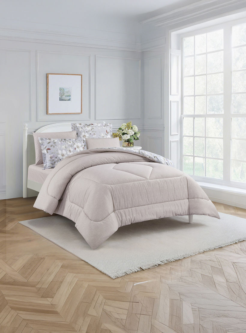 طقم لحاف قطني 100% من يونيك هوم، مناسب لجميع الفصول، 4 قطع، مقاس مزدوج - 170×230 سم-household-bedding-comfortersandbedspreads-comforters-image-3