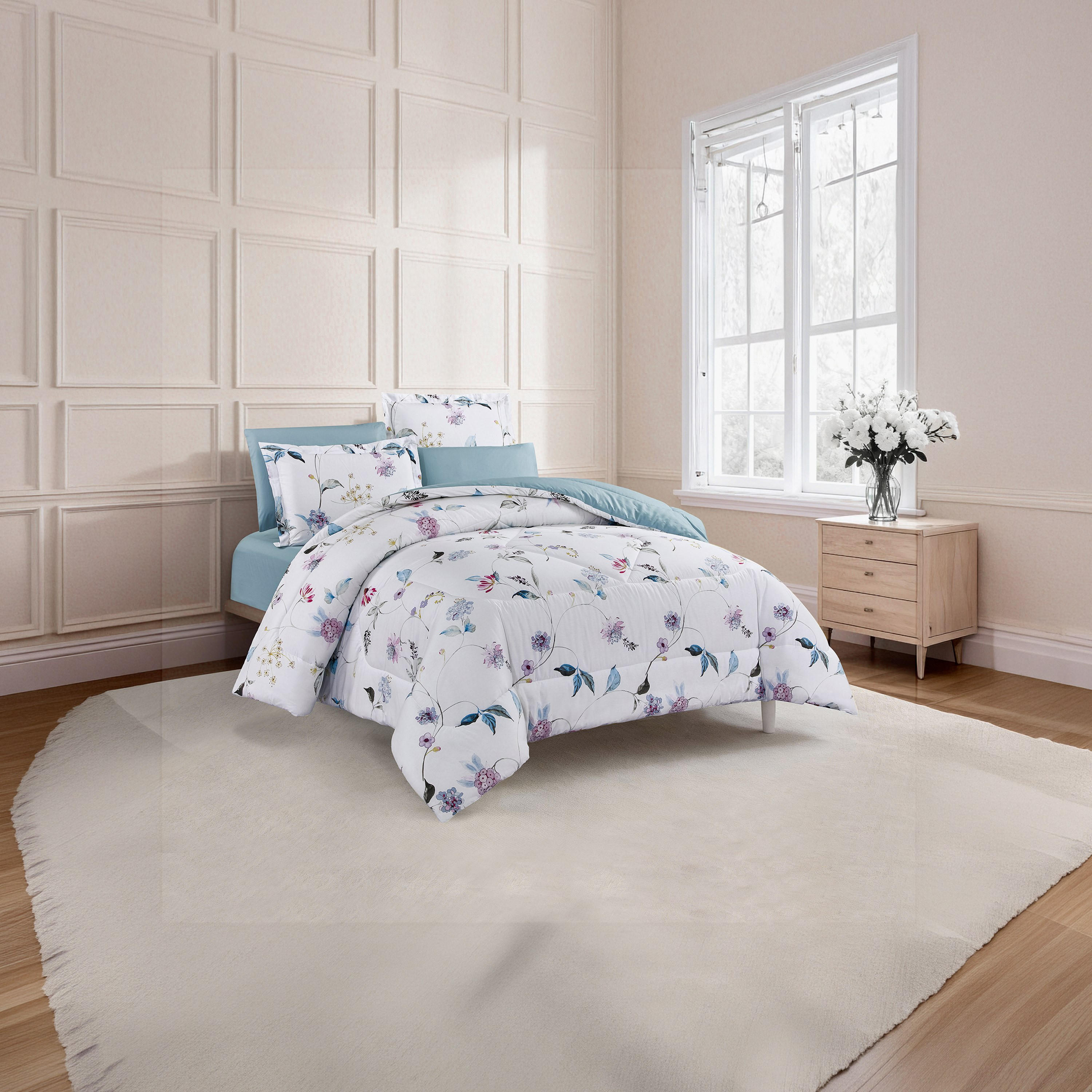 طقم لحاف قطني 100% من يونيك هوم، مناسب لجميع الفصول، 4 قطع، مقاس مزدوج - 170×230 سم-household-bedding-comfortersandbedspreads-comforters-image-2