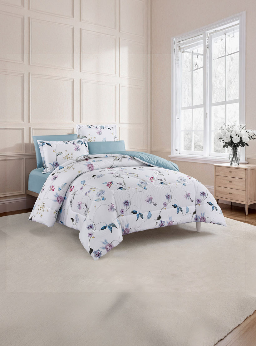 طقم لحاف قطني 100% من يونيك هوم، مناسب لجميع الفصول، 4 قطع، مقاس مزدوج - 170×230 سم-household-bedding-comfortersandbedspreads-comforters-image-2