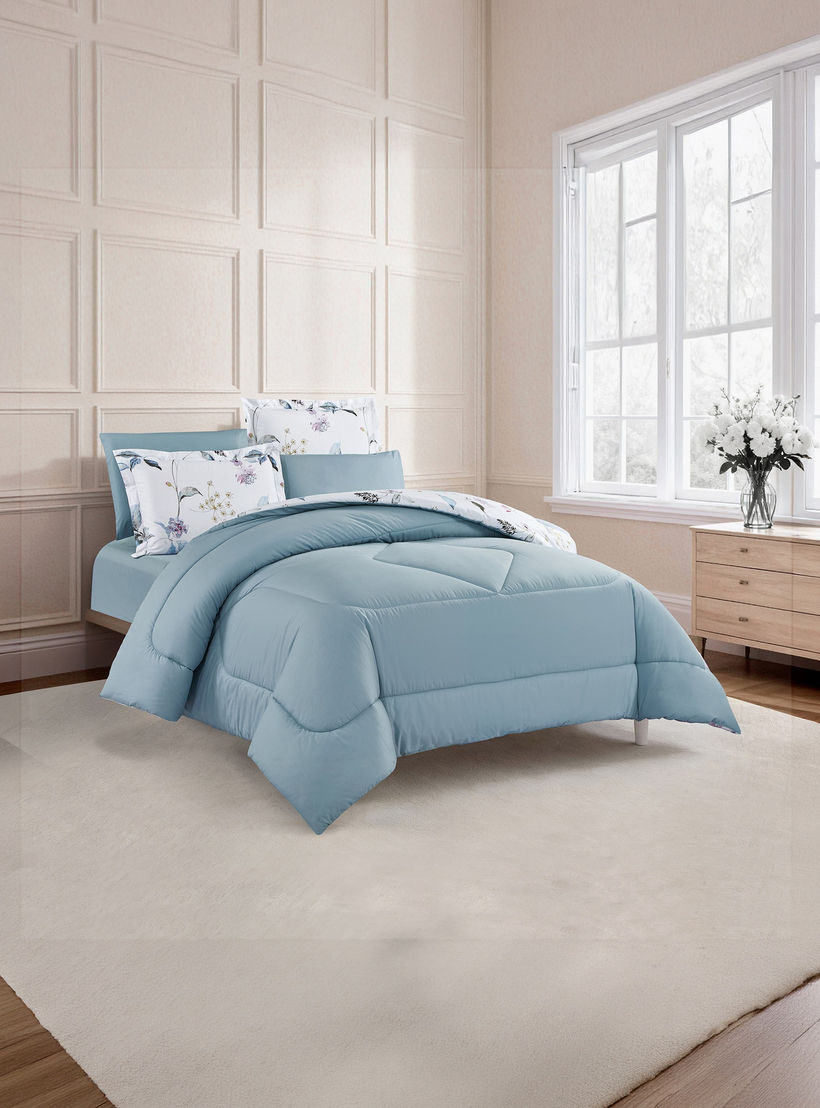 طقم لحاف قطني 100% من يونيك هوم، مناسب لجميع الفصول، 4 قطع، مقاس مزدوج - 170×230 سم-household-bedding-comfortersandbedspreads-comforters-image-3