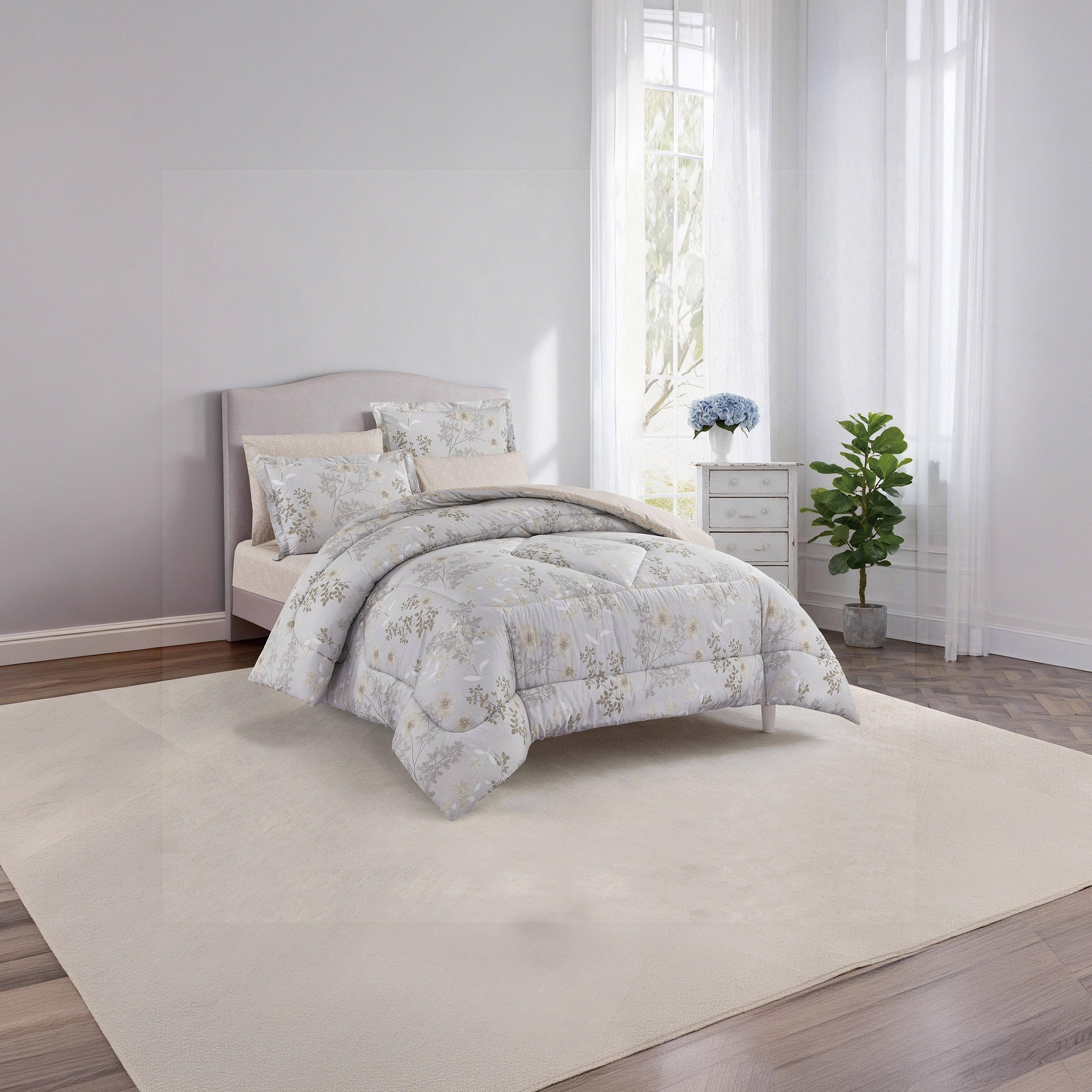 طقم لحاف قطني 100% من يونيك هوم، مناسب لجميع الفصول، 4 قطع، مقاس مزدوج - 170×230 سم-household-bedding-comfortersandbedspreads-comforters-image-2