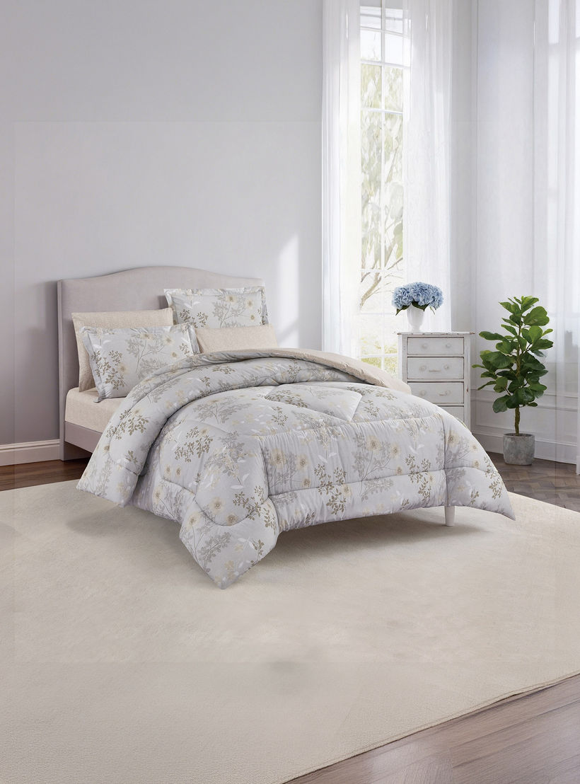 طقم لحاف قطني 100% من يونيك هوم، مناسب لجميع الفصول، 4 قطع، مقاس مزدوج - 170×230 سم-household-bedding-comfortersandbedspreads-comforters-image-2