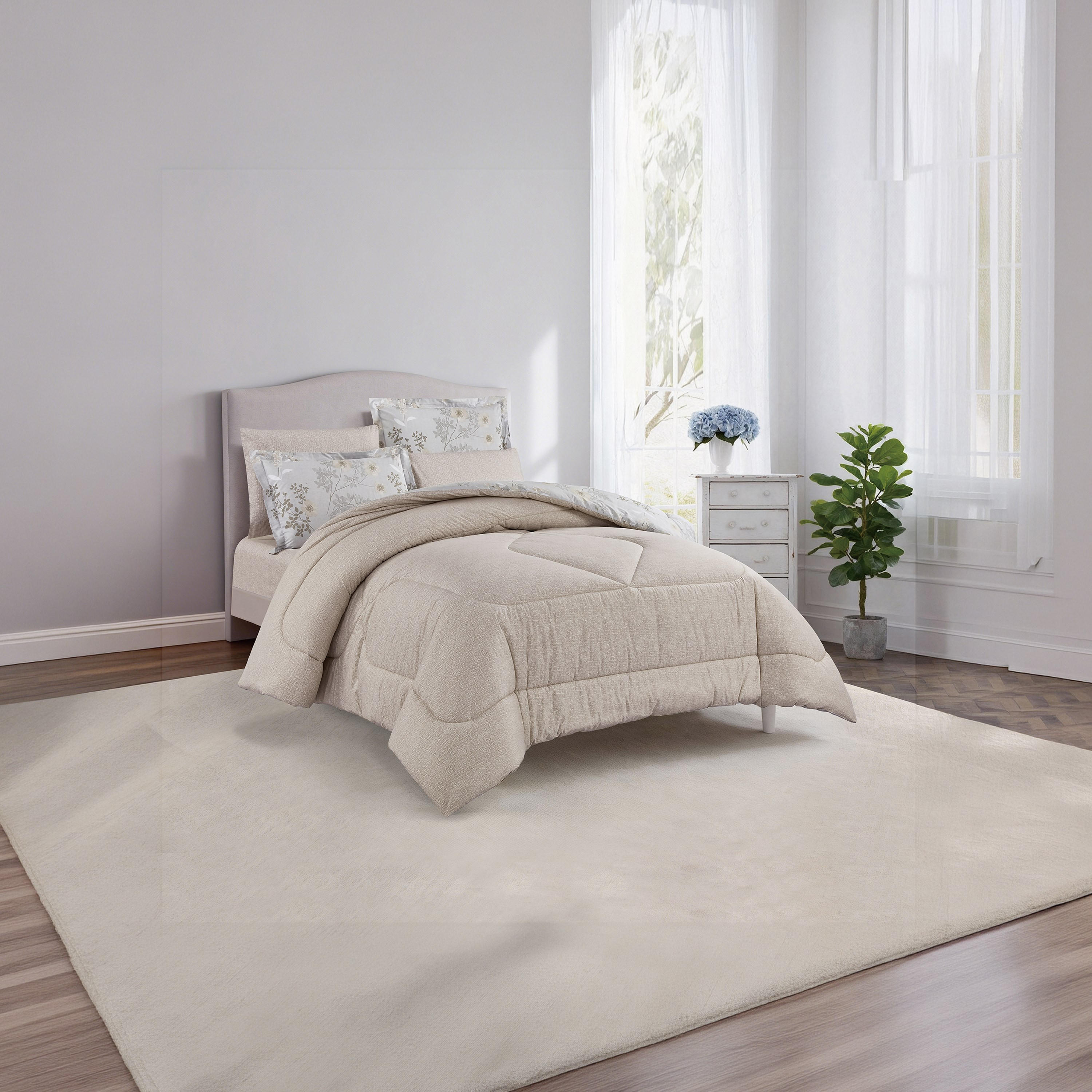 طقم لحاف قطني 100% من يونيك هوم، مناسب لجميع الفصول، 4 قطع، مقاس مزدوج - 170×230 سم-household-bedding-comfortersandbedspreads-comforters-image-3