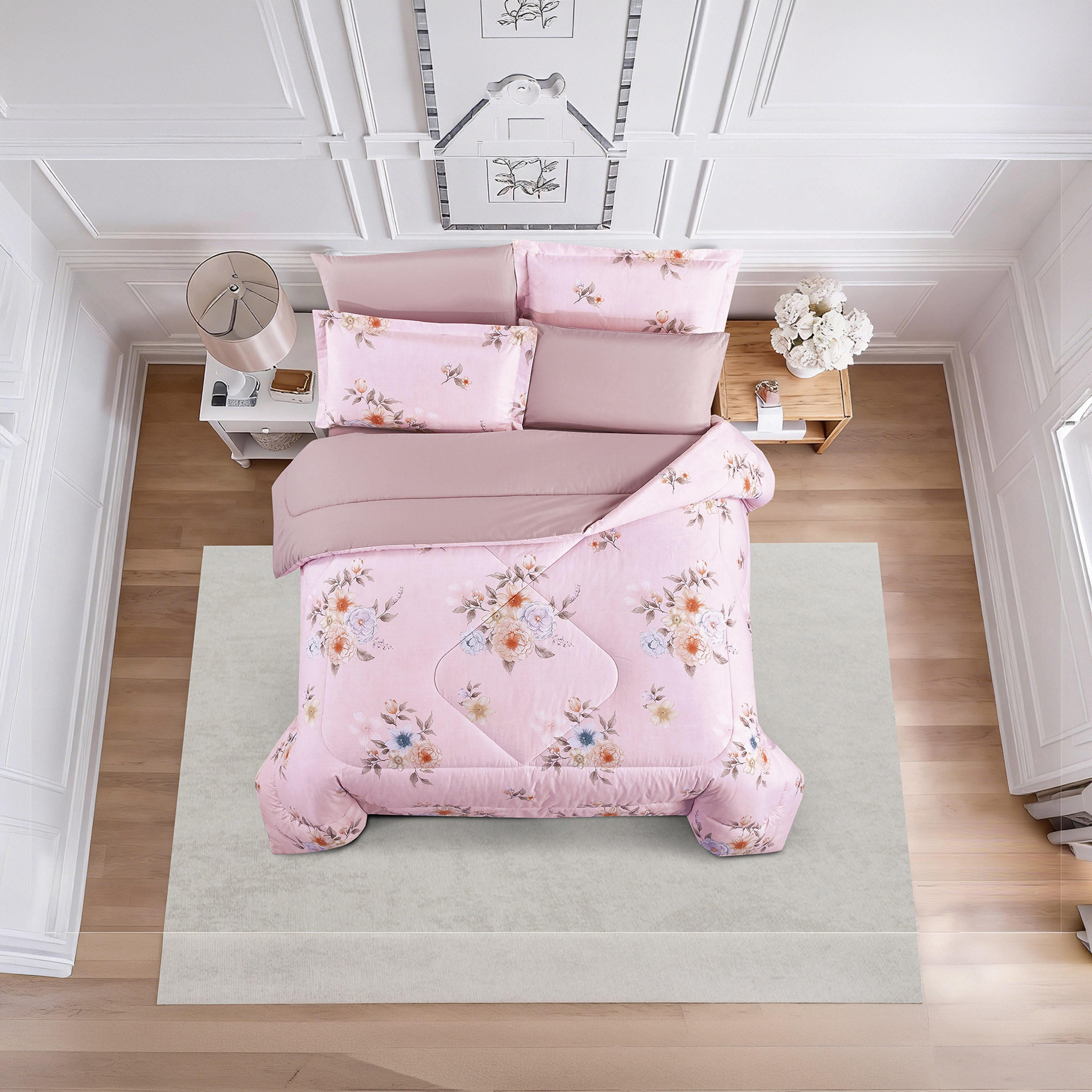 طقم لحاف قطني 100% من يونيك هوم، مناسب لجميع الفصول، 4 قطع، مقاس مزدوج - 170×230 سم-household-bedding-comfortersandbedspreads-comforters-image-1