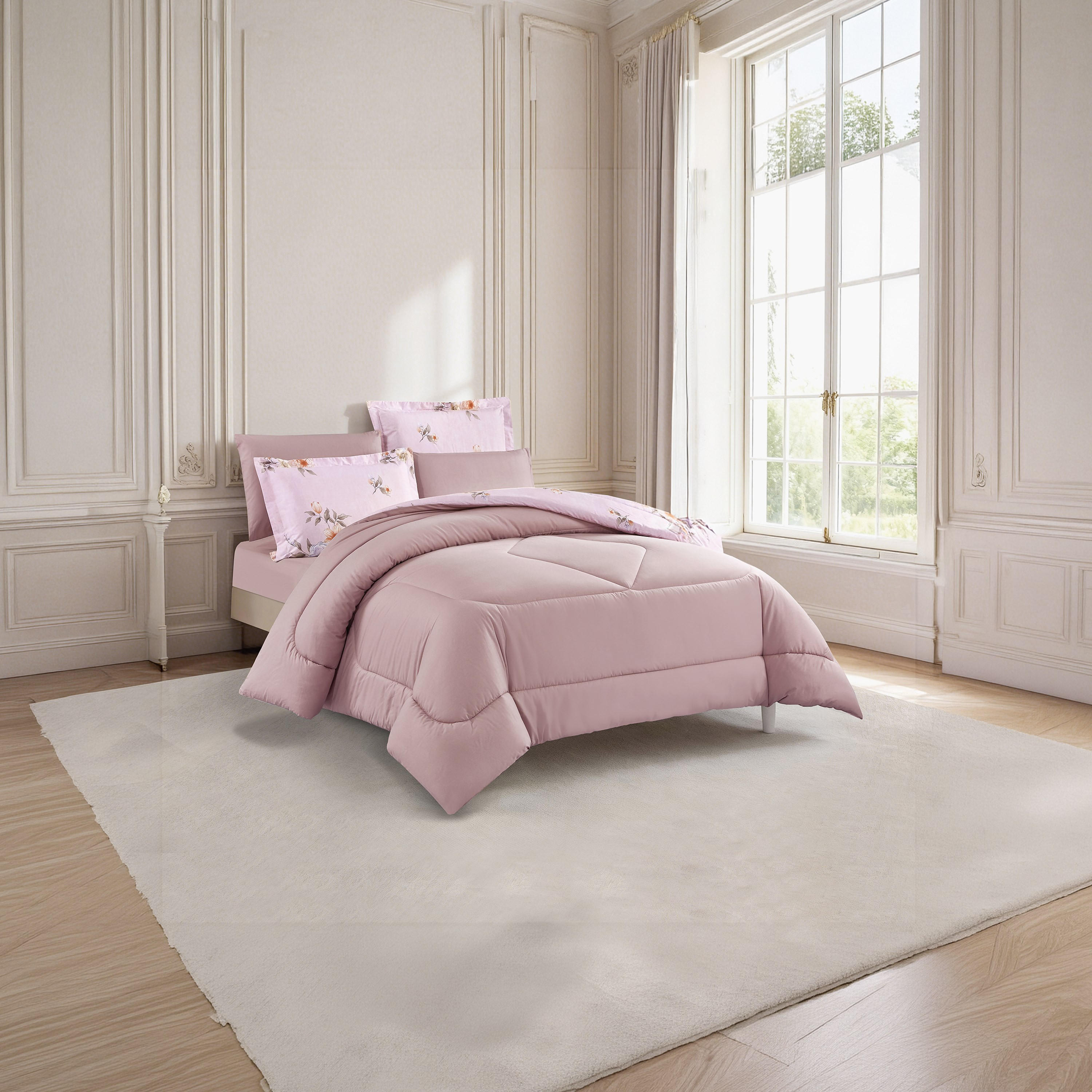 طقم لحاف قطني 100% من يونيك هوم، مناسب لجميع الفصول، 4 قطع، مقاس مزدوج - 170×230 سم-household-bedding-comfortersandbedspreads-comforters-image-3