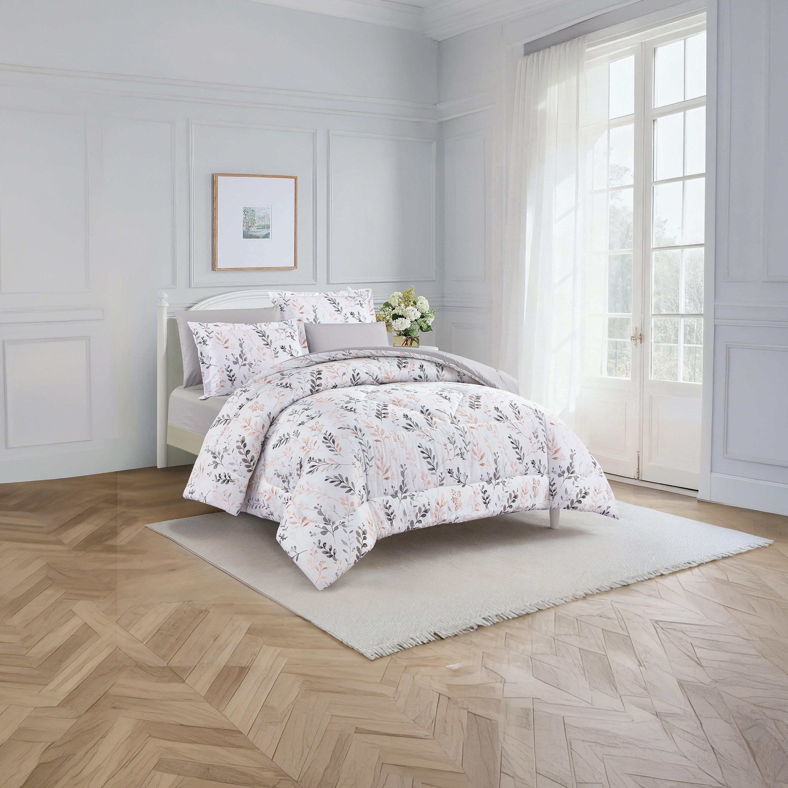 طقم لحاف قطني 100% من يونيك هوم، مناسب لجميع الفصول، 4 قطع، مقاس مزدوج - 170×230 سم-household-bedding-comfortersandbedspreads-comforters-image-2