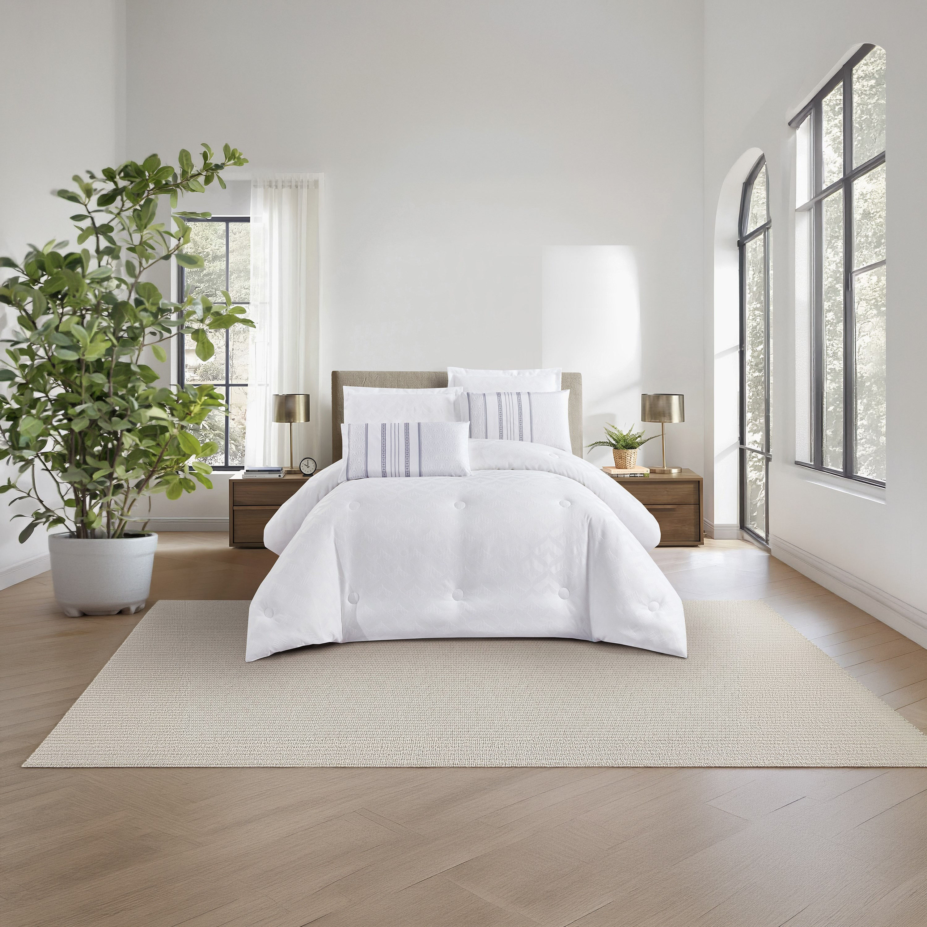 طقم لحاف فاخر من يونيك هوم، بنقشة الوافل، مكون من 6 قطع، مقاس سوبر كينج - 260×240 سم-household-bedding-comfortersandbedspreads-comforters-image-1