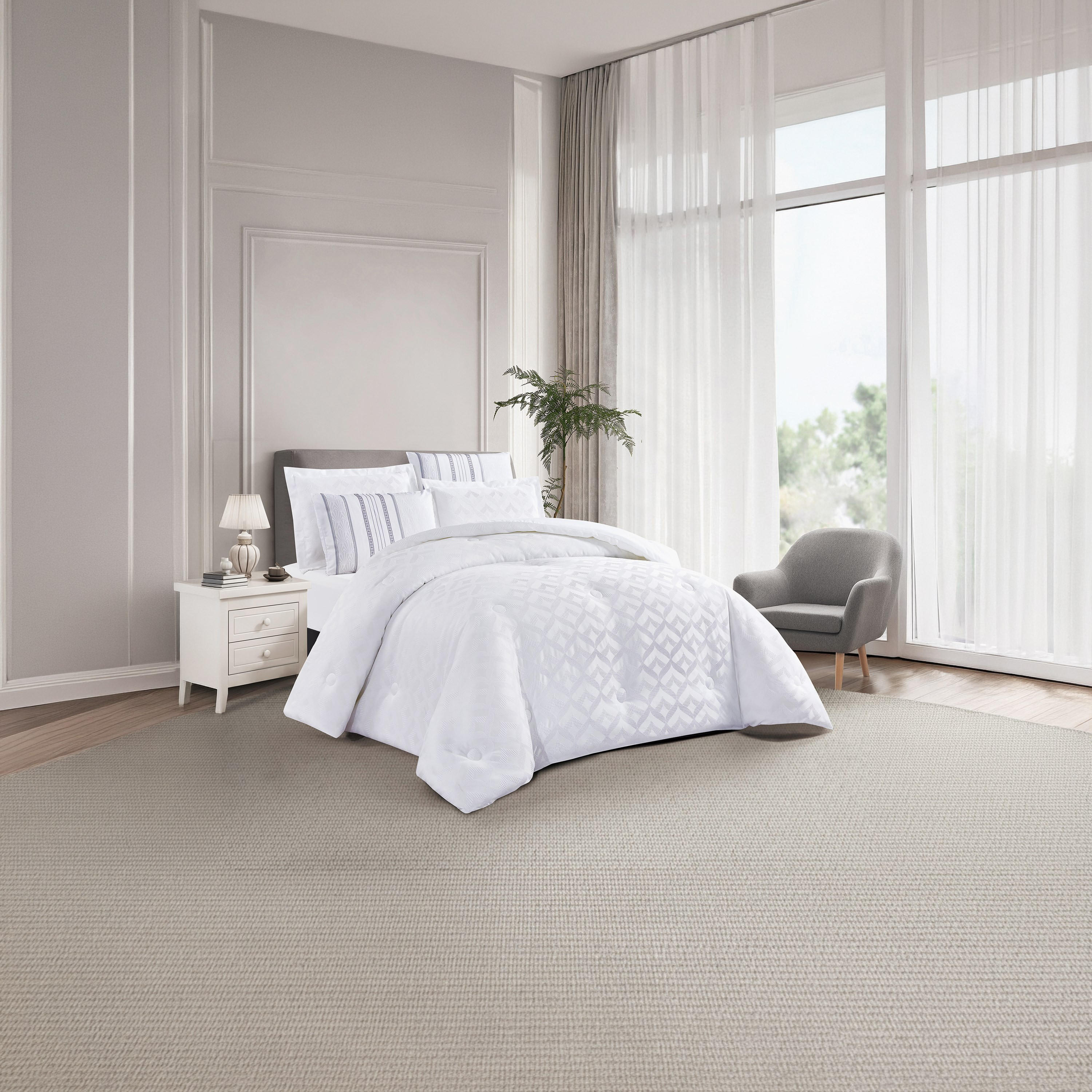 Unique Home All Season Textured Waffle 6 pcs Super King Comforter Set -260x240 cms-household-bedding-comfortersandbedspreads-comforters-image-2