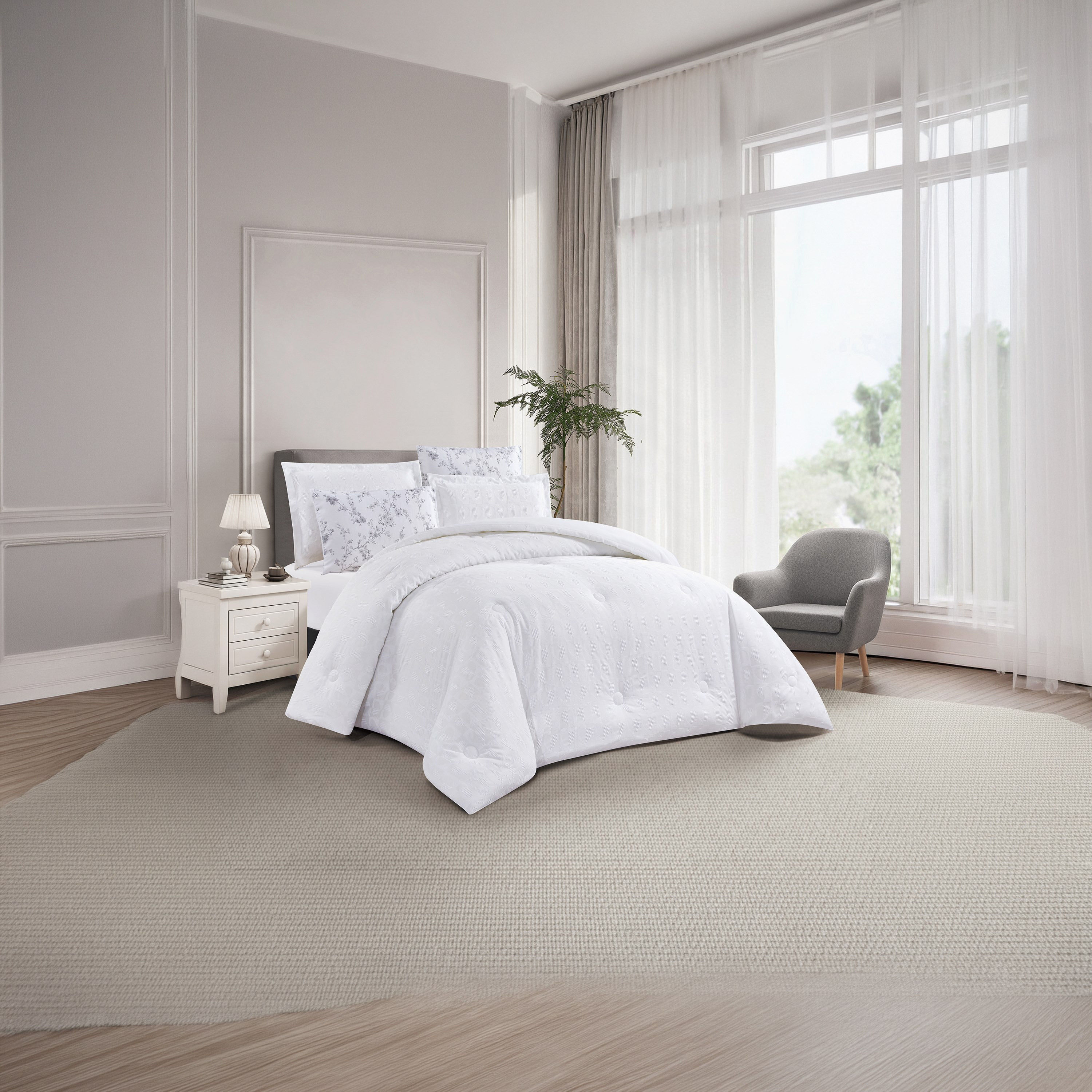 Unique Home All Season Textured Waffle 6 pcs Super King Comforter Set -260x240 cms-household-bedding-comfortersandbedspreads-comforters-image-1