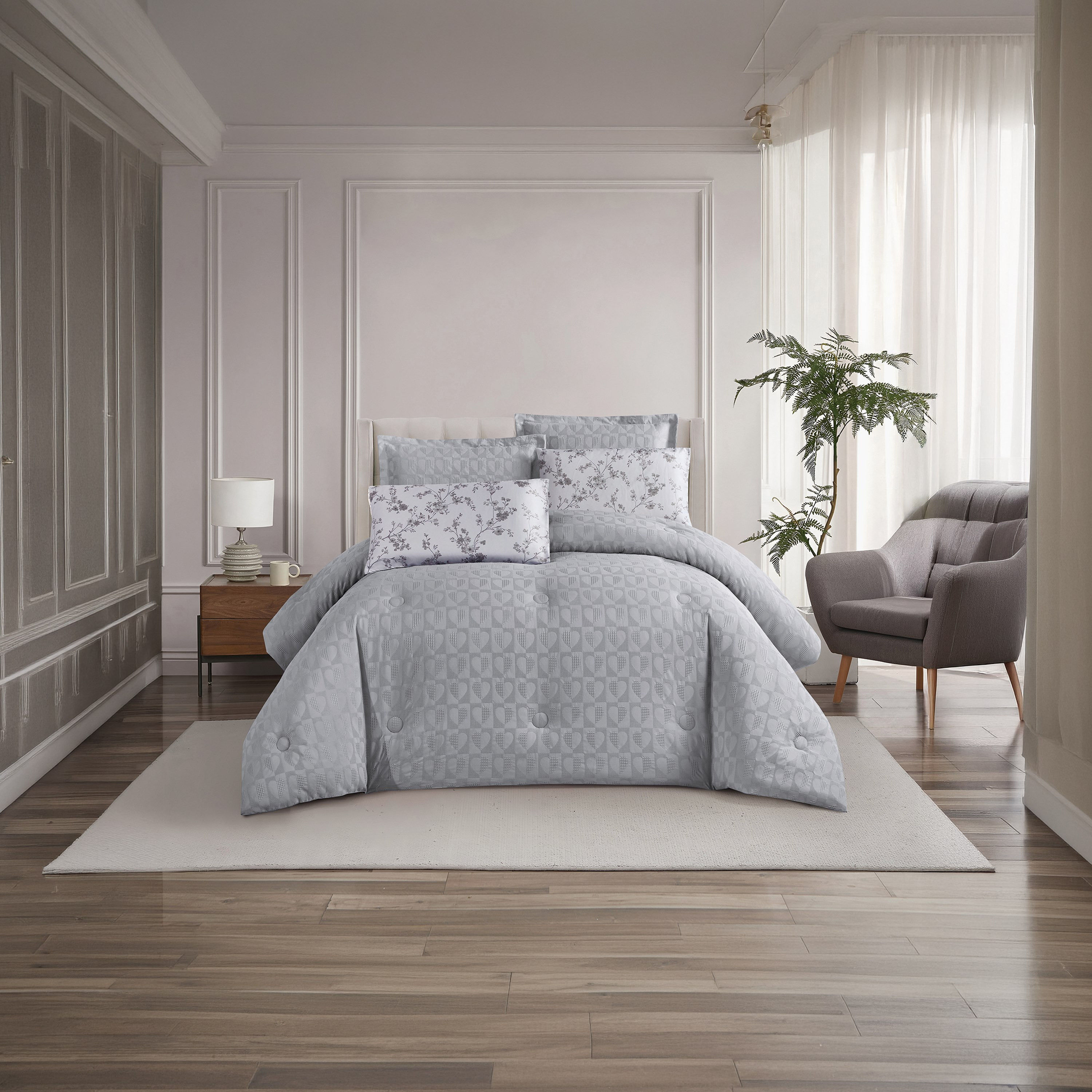 Unique Home All Season Textured Waffle 6 pcs Super King Comforter Set -260x240 cms-household-bedding-comfortersandbedspreads-comforters-image-1