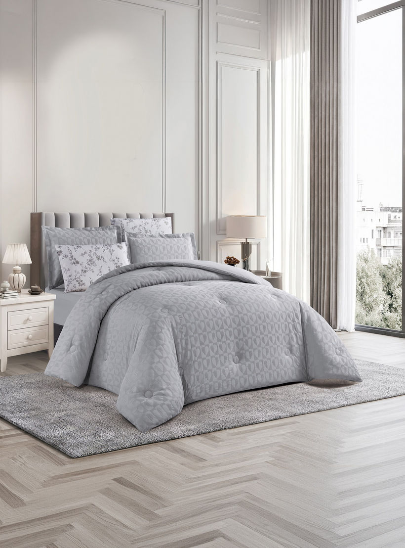 Unique Home All Season Textured Waffle 6 pcs Super King Comforter Set -260x240 cms-household-bedding-comfortersandbedspreads-comforters-image-2