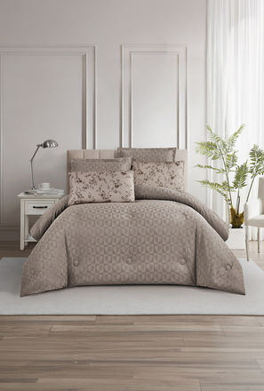 Unique Home All Season Textured Waffle 6 pcs Super King Comforter Set -260x240 cms-household-image-1