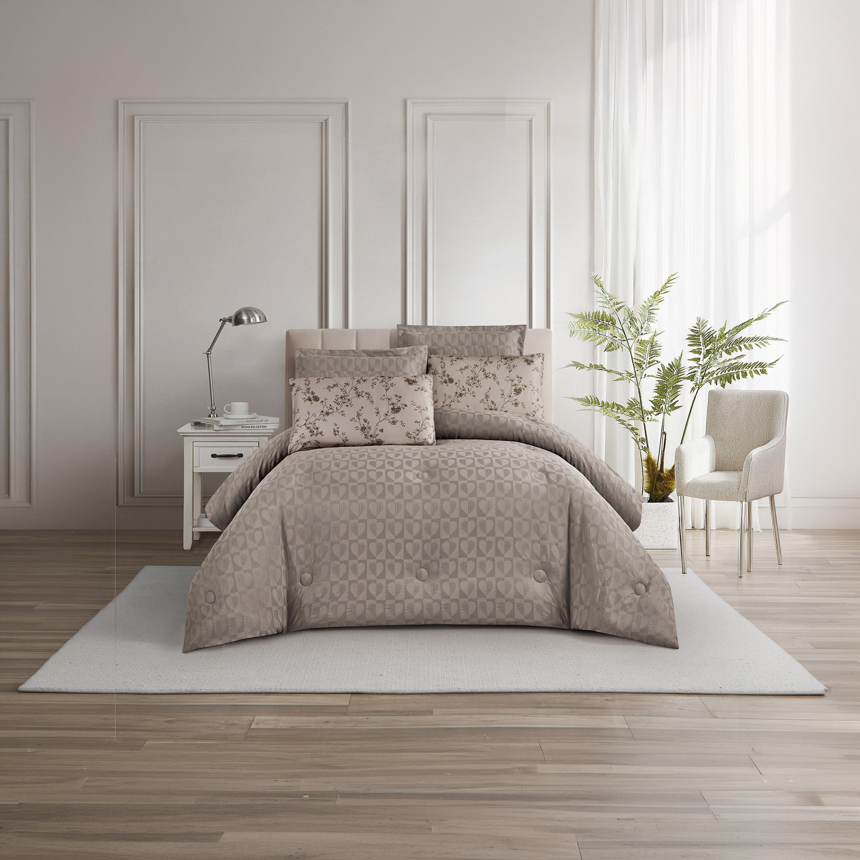 Unique Home All Season Textured Waffle 6 pcs Super King Comforter Set -260x240 cms-household-bedding-comfortersandbedspreads-comforters-image-1