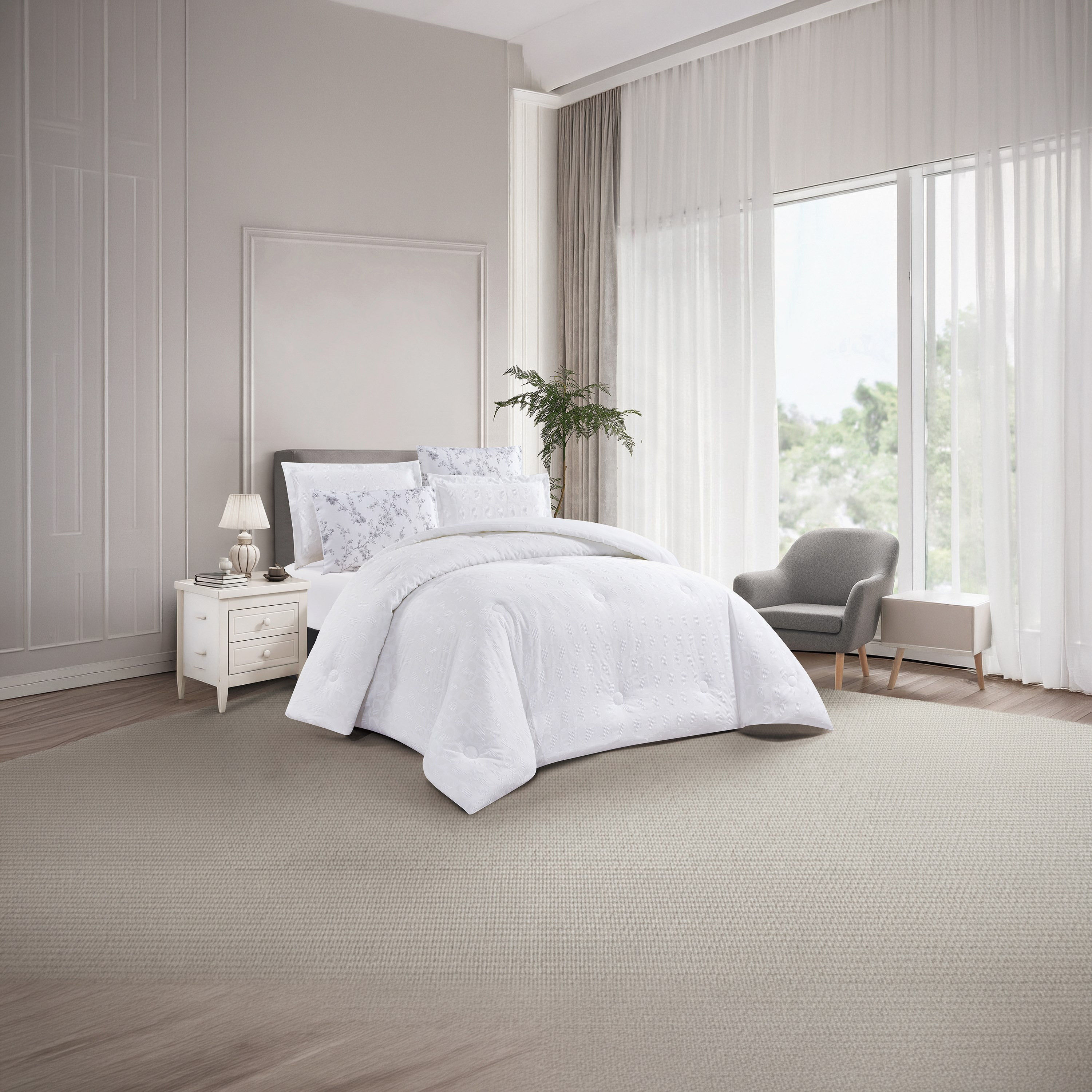 Unique Home All Season Textured Waffle 4 pcs Twin Comforter Set - 170x230 cms-household-bedding-comfortersandbedspreads-comforters-image-1