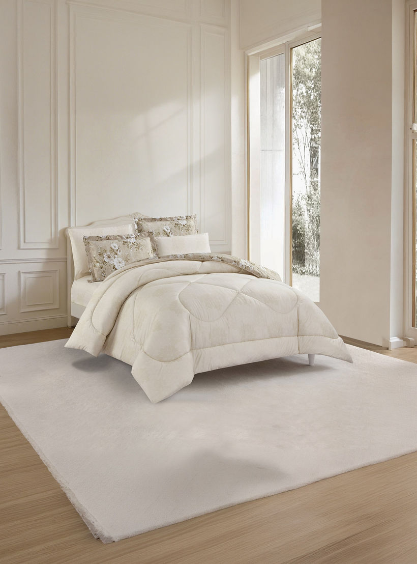 Unique Home All Season Printed Reversible Comforter Set 6pcs Super King Size - 240x260 cms-household-bedding-comfortersandbedspreads-comforters-image-3