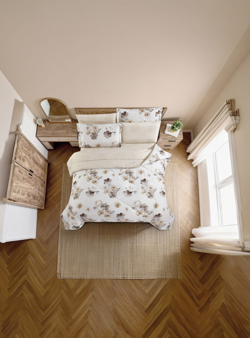 Unique Home All Season Printed Reversible Comforter Set 6pcs Super King Size - 240x260 cms-household-bedding-comfortersandbedspreads-comforters-image-4