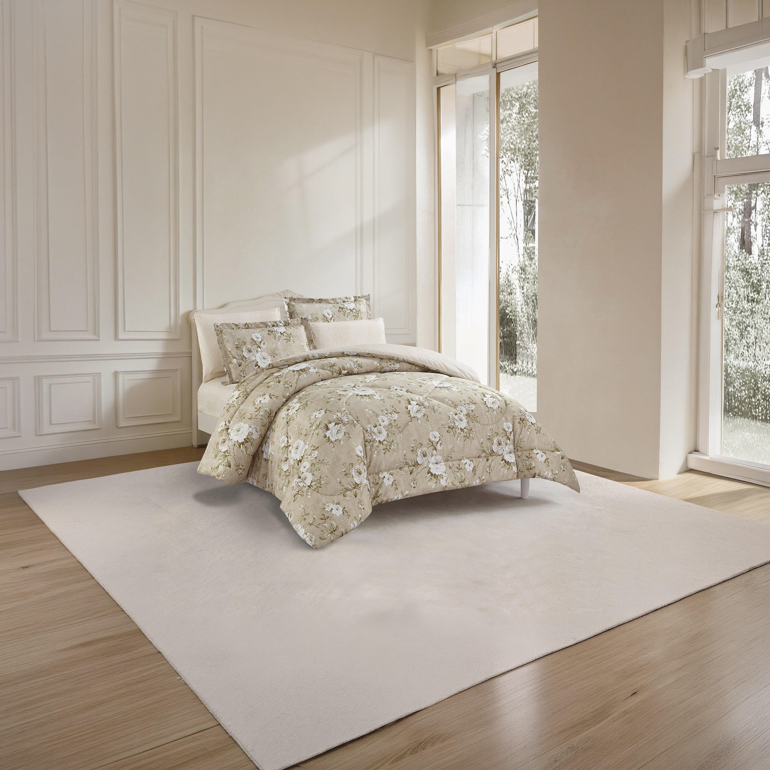Unique Home All Season Printed Reversible Comforter Set 6pcs Super King Size - 240x260 cms-household-bedding-comfortersandbedspreads-comforters-image-1