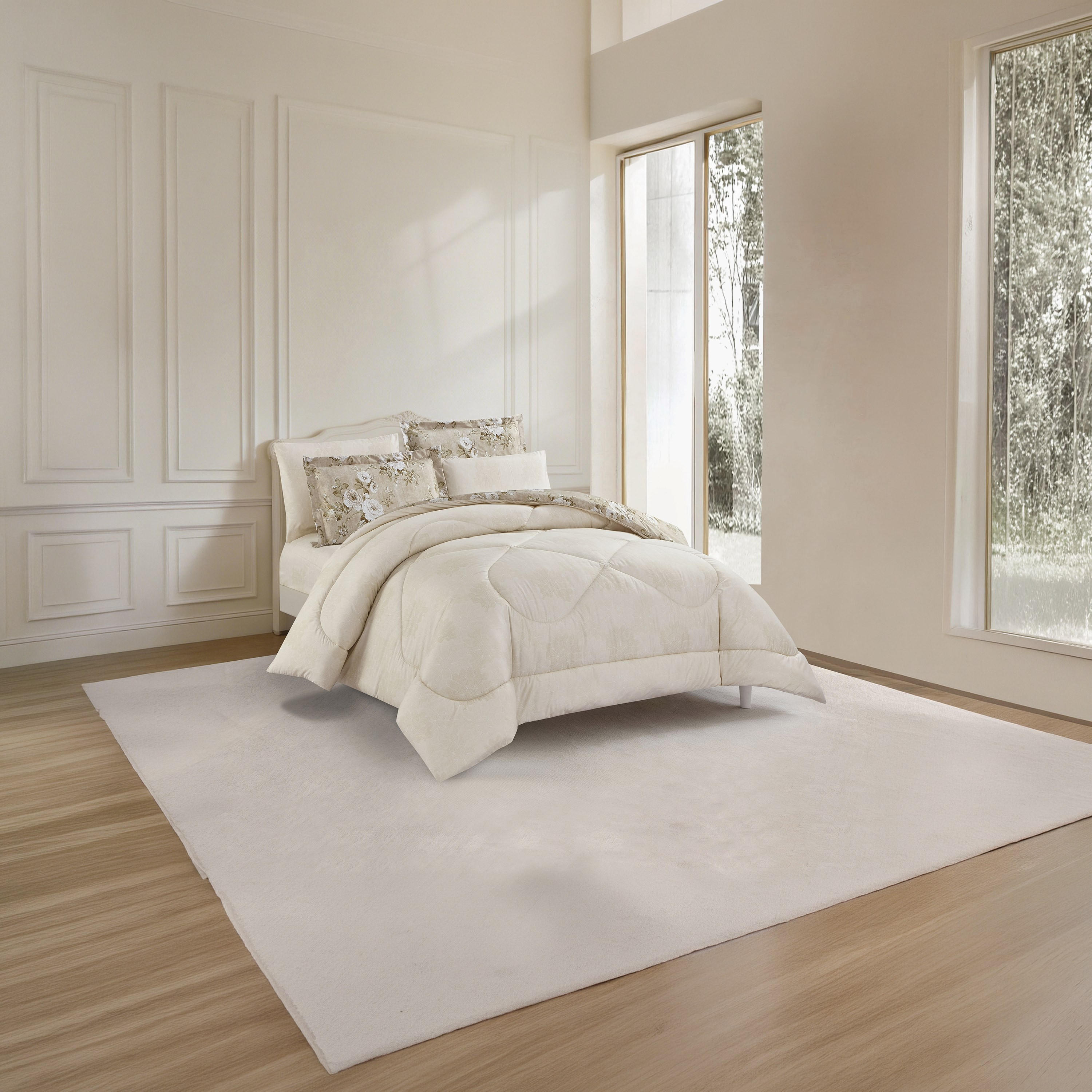 Unique Home All Season Printed Reversible Comforter Set 6pcs Super King Size - 240x260 cms-household-bedding-comfortersandbedspreads-comforters-image-3