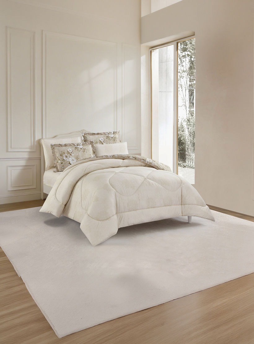 Unique Home All Season Printed Reversible Comforter Set 6pcs Super King Size - 240x260 cms-household-bedding-comfortersandbedspreads-comforters-image-3