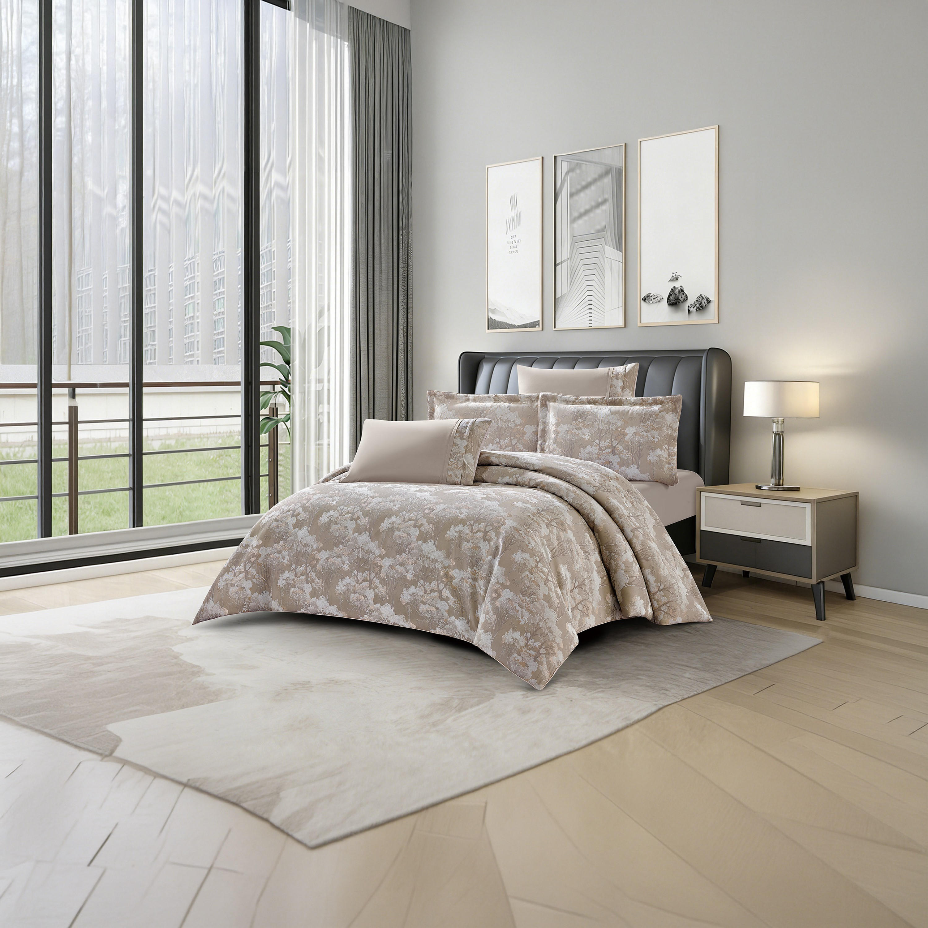 Lifestyle Chenille Super King Floral Printed All Season 6 Piece Comforter Set - 260x240cms-household-bedding-comfortersandbedspreads-comforters-image-1