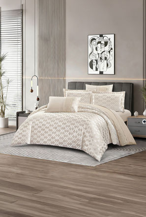 Lifestyle Jacquard Super King Geometric All Season 6 Piece Comforter Set - 260x240cms-household-image-1