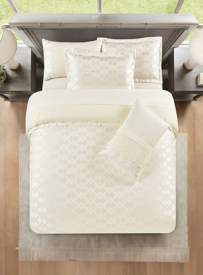 Lifestyle Jacquard Super King Geometric All Season 6 Piece Comforter Set - 260x240cms-household-bedding-comfortersandbedspreads-comforters-image-2