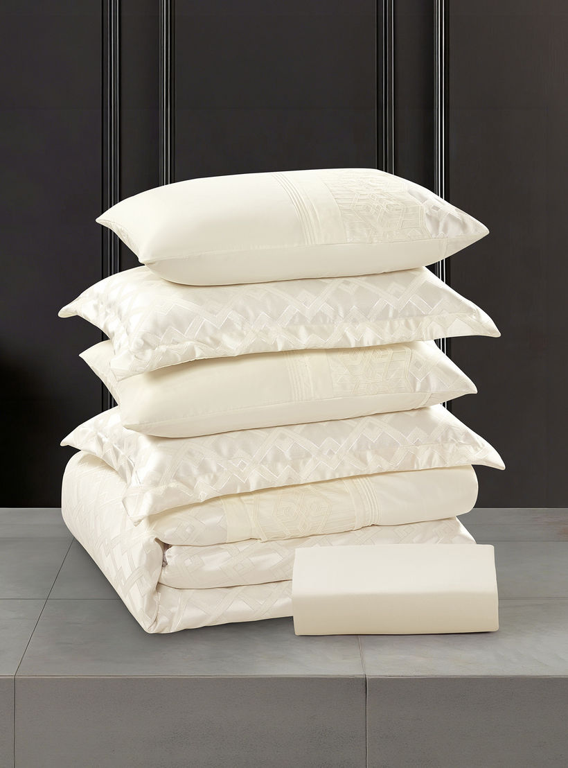Lifestyle Jacquard Super King Geometric All Season 6 Piece Comforter Set - 260x240cms-household-bedding-comfortersandbedspreads-comforters-image-7