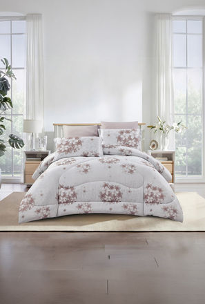 Lifestyle Super King Floral Print 6 Piece Reversible Comforter Set - 260x240cms-household-image-1