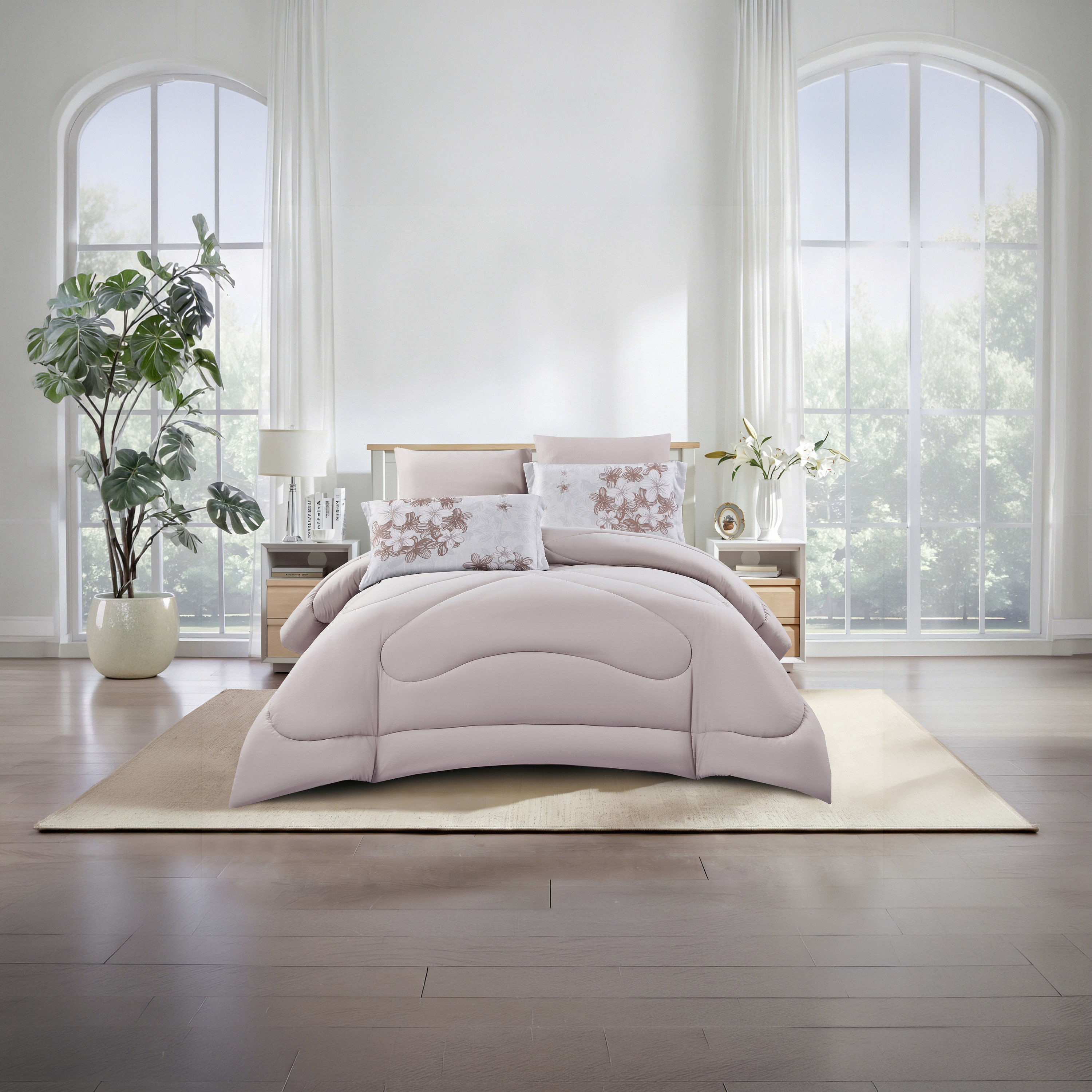 طقم لحاف قابل للعكس مكون من 6 قطع بنقشة زهور، مقاس سوبر كينج - 260×240 سم-household-bedding-comfortersandbedspreads-comforters-image-9