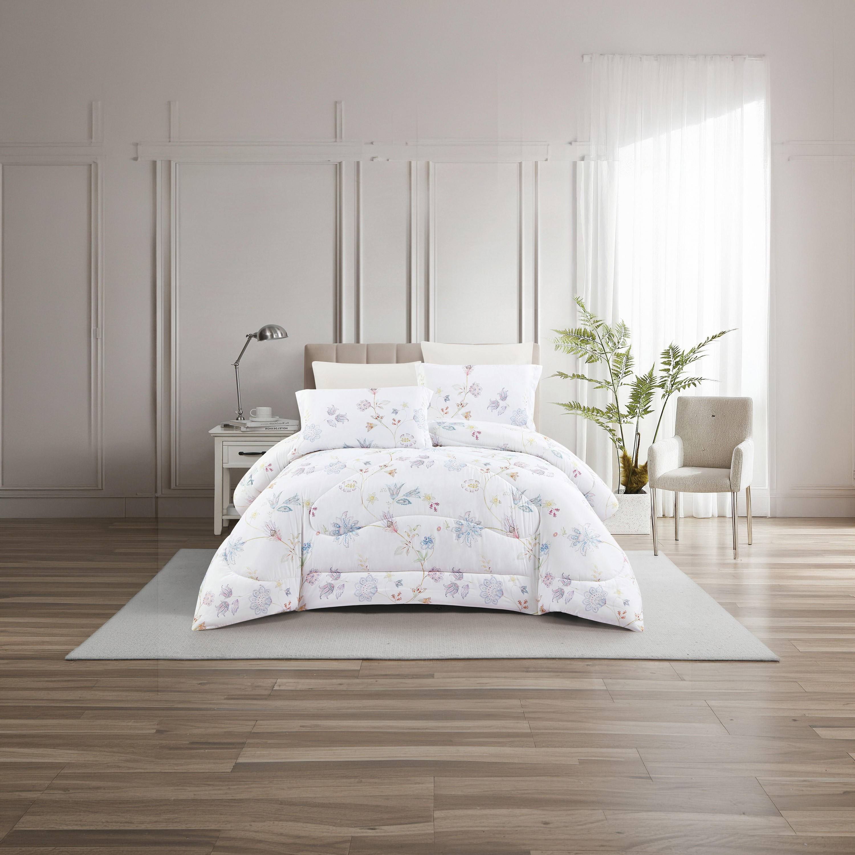 طقم لحاف قابل للعكس مكون من 6 قطع بنقشة زهور، مقاس سوبر كينج - 260×240 سم-household-bedding-comfortersandbedspreads-comforters-image-15