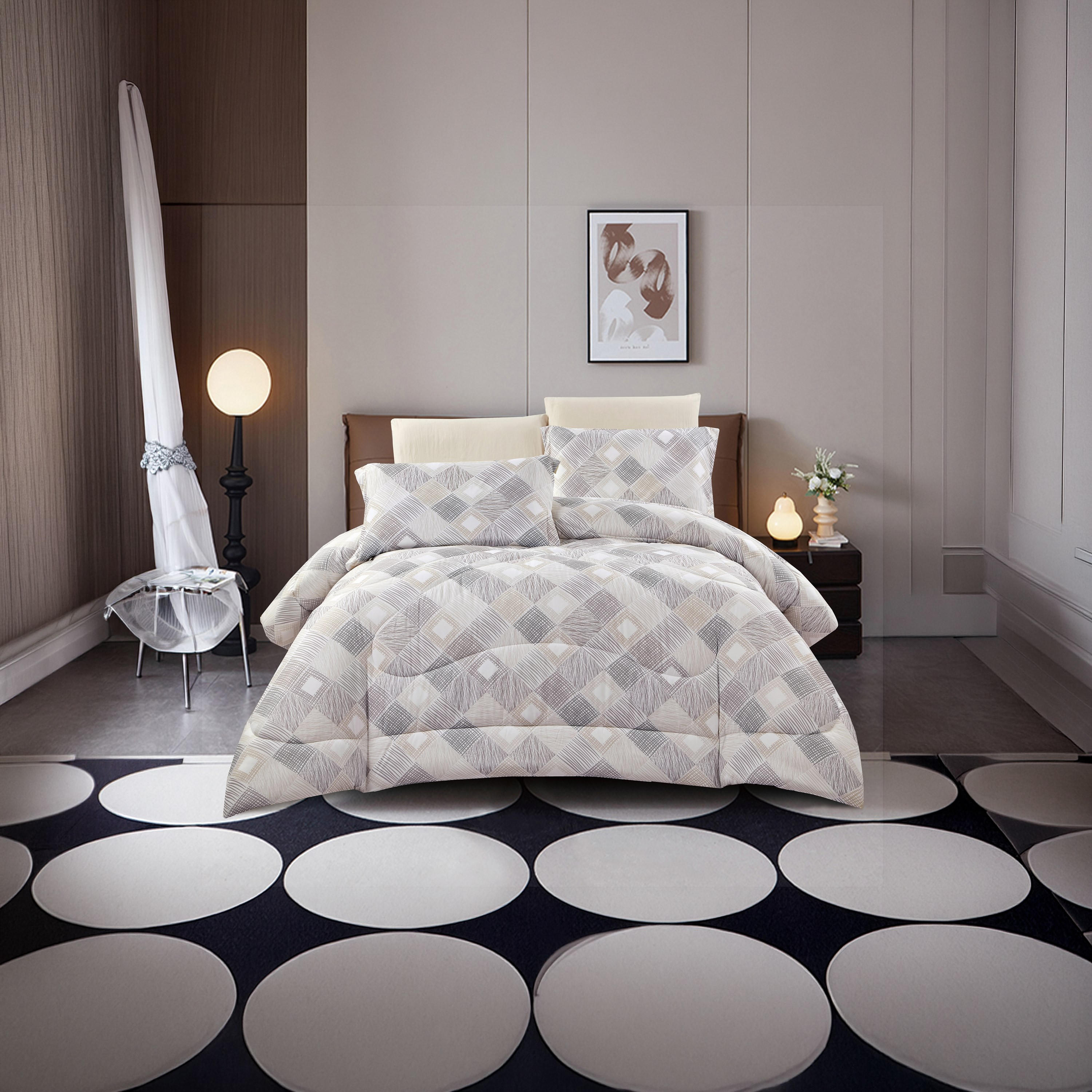 طقم لحاف قابل للعكس من لايف ستايل، مقاس سوبر كينج، بتصميم هندسي، مكون من 6 قطع - 260 × 240 سم-household-bedding-comfortersandbedspreads-comforters-image-1