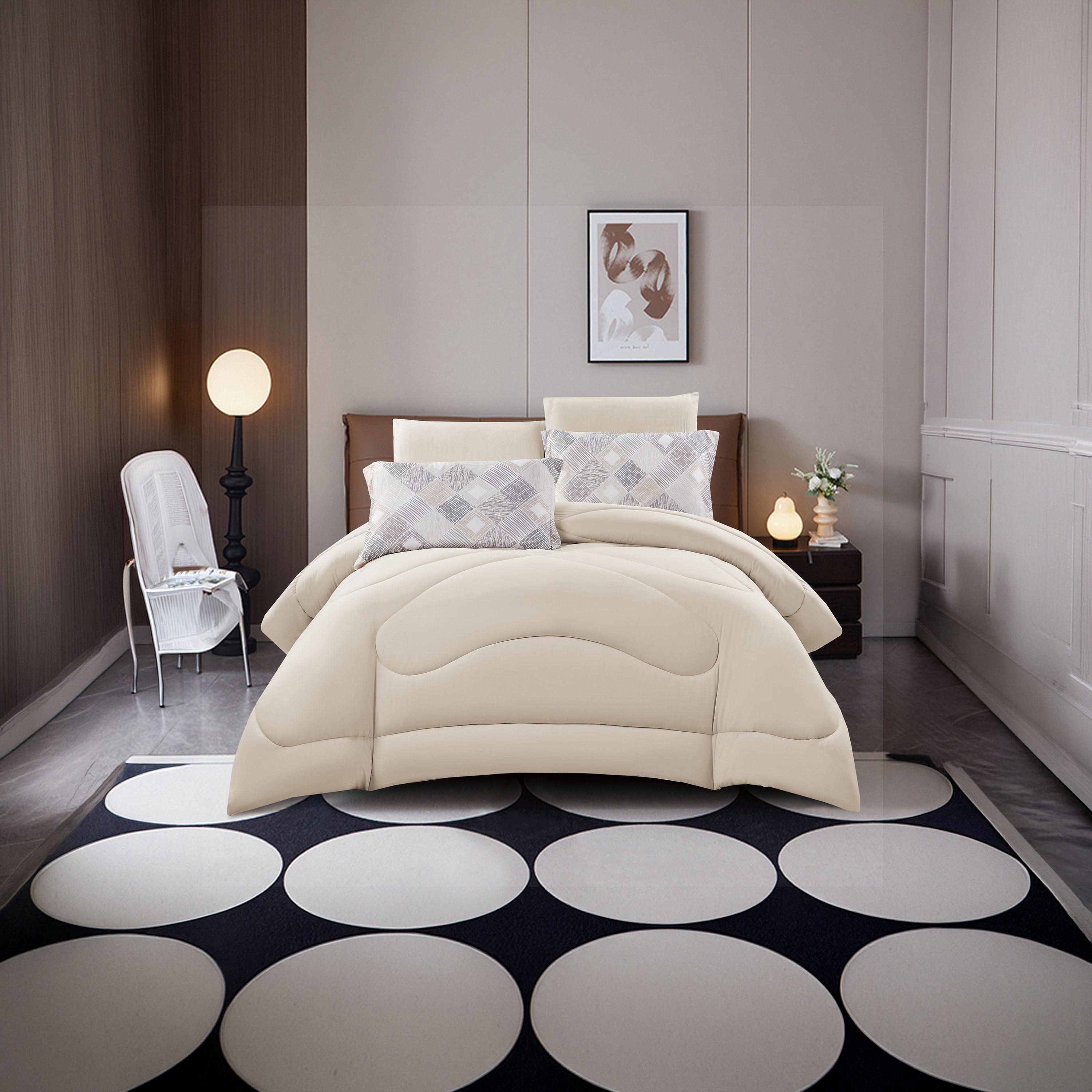 طقم لحاف قابل للعكس من لايف ستايل، مقاس سوبر كينج، بتصميم هندسي، مكون من 6 قطع - 260 × 240 سم-household-bedding-comfortersandbedspreads-comforters-image-2