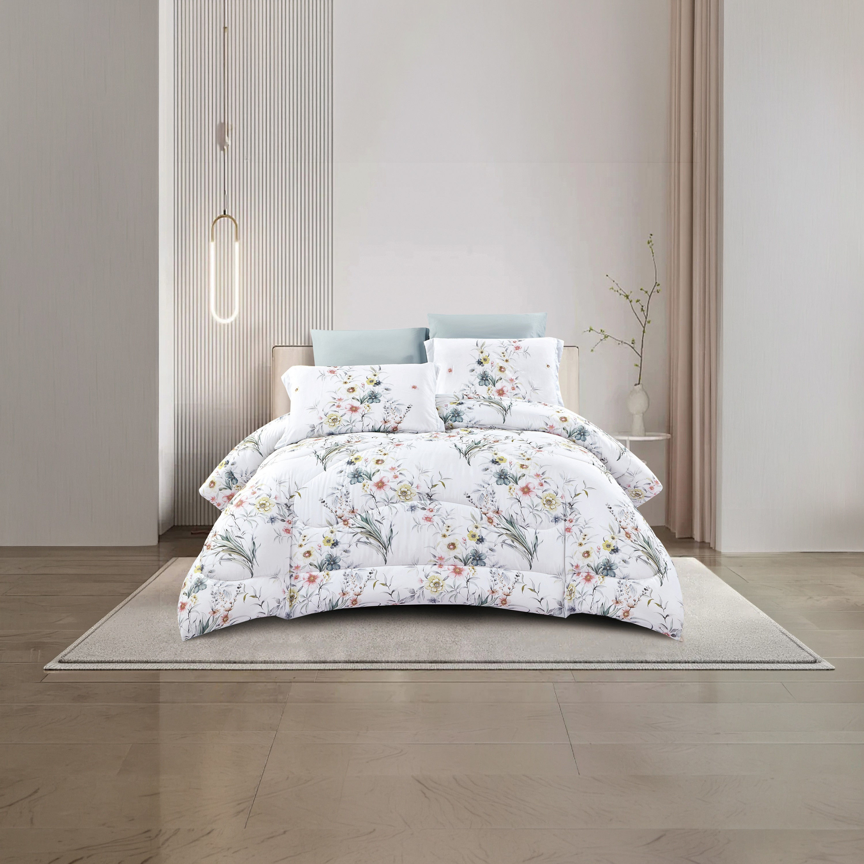 طقم لحاف قابل للعكس مكون من 6 قطع بنقشة زهور، مقاس سوبر كينج - 260×240 سم-household-bedding-comfortersandbedspreads-comforters-image-22