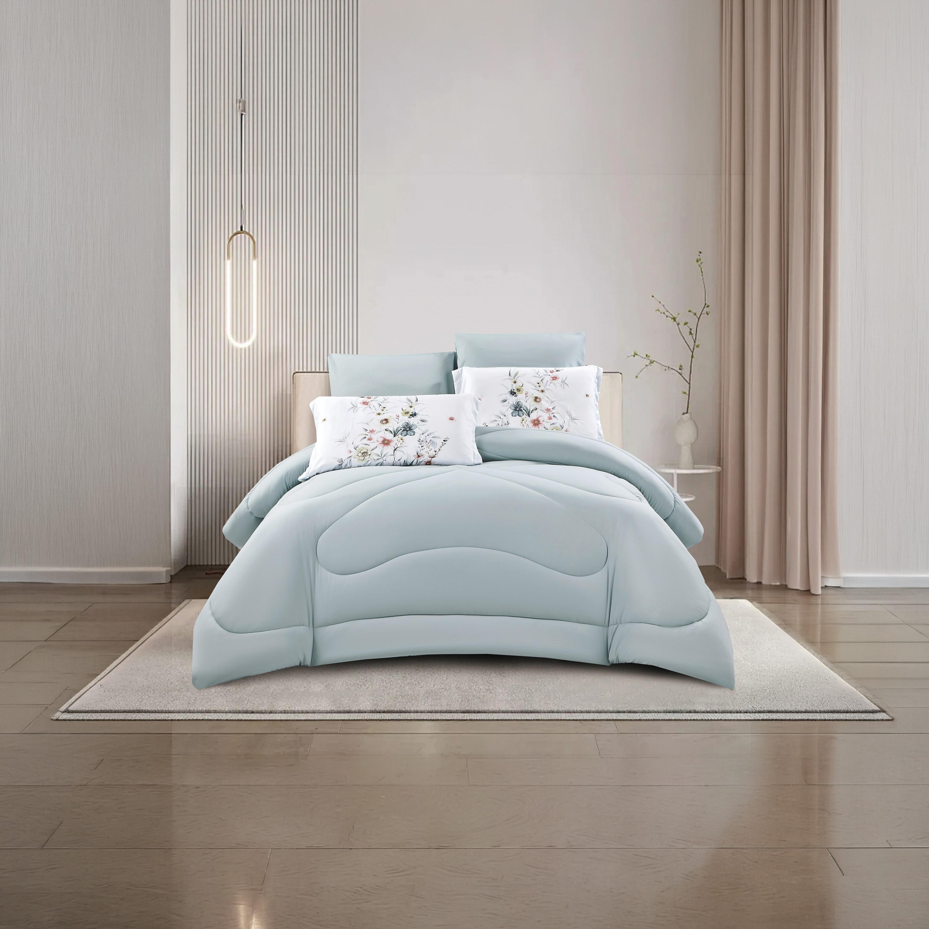 طقم لحاف قابل للعكس مكون من 6 قطع بنقشة زهور، مقاس سوبر كينج - 260×240 سم-household-bedding-comfortersandbedspreads-comforters-image-23
