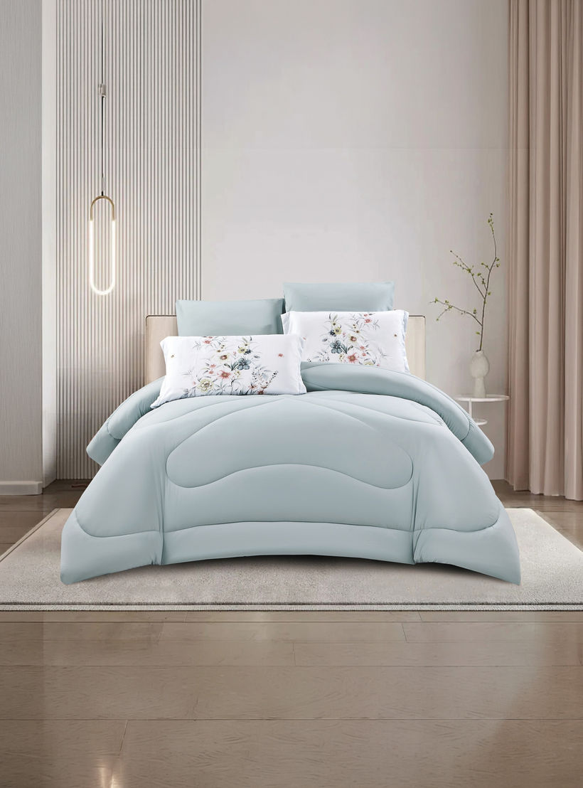 طقم لحاف قابل للعكس مكون من 6 قطع بنقشة زهور، مقاس سوبر كينج - 260×240 سم-household-bedding-comfortersandbedspreads-comforters-image-2