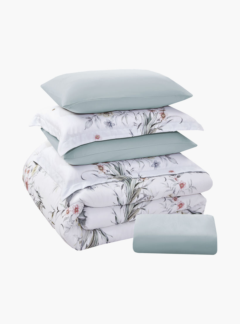 طقم لحاف قابل للعكس مكون من 6 قطع بنقشة زهور، مقاس سوبر كينج - 260×240 سم-household-bedding-comfortersandbedspreads-comforters-image-7