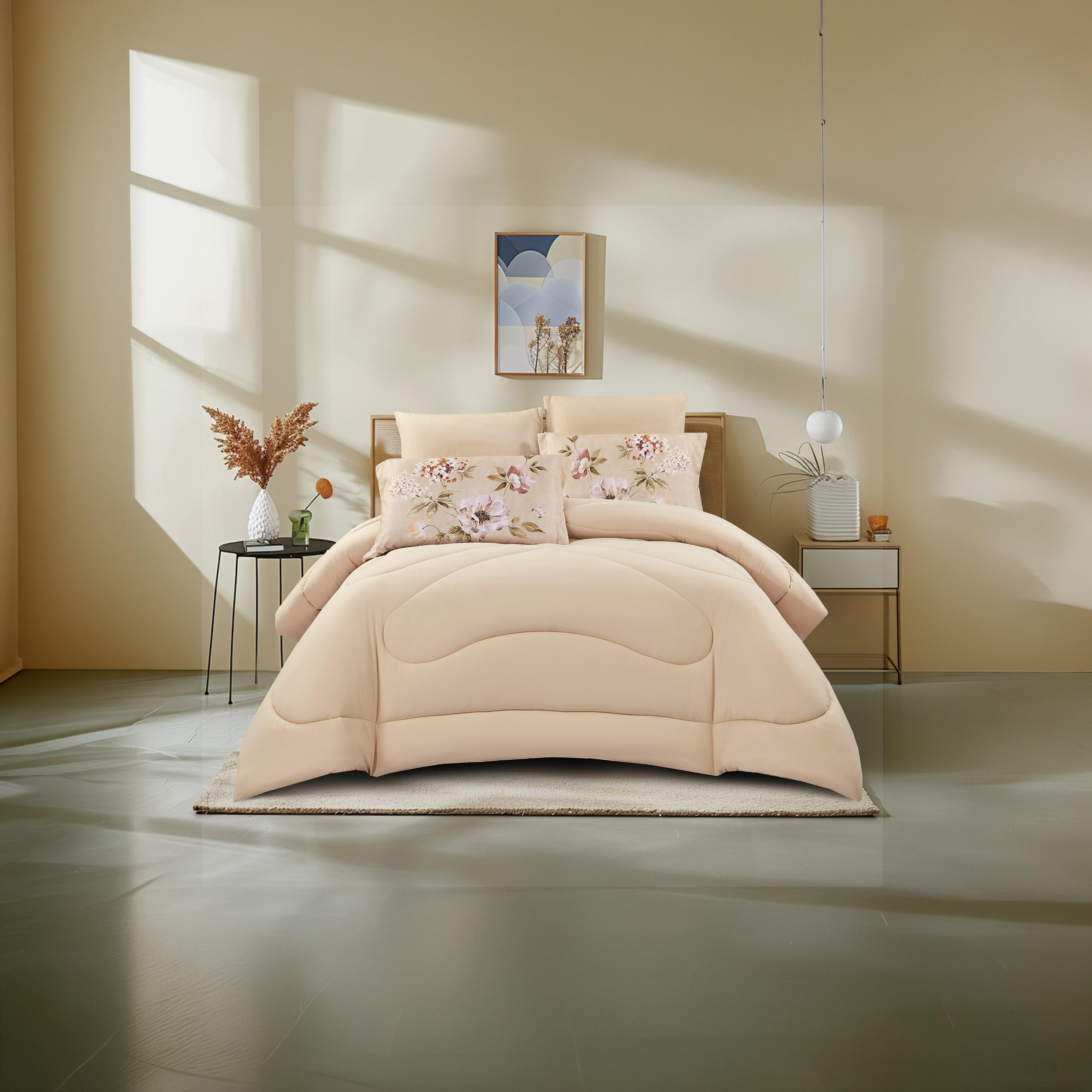 طقم لحاف قابل للعكس مكون من 6 قطع بنقشة زهور، مقاس سوبر كينج - 260×240 سم-household-bedding-comfortersandbedspreads-comforters-image-2
