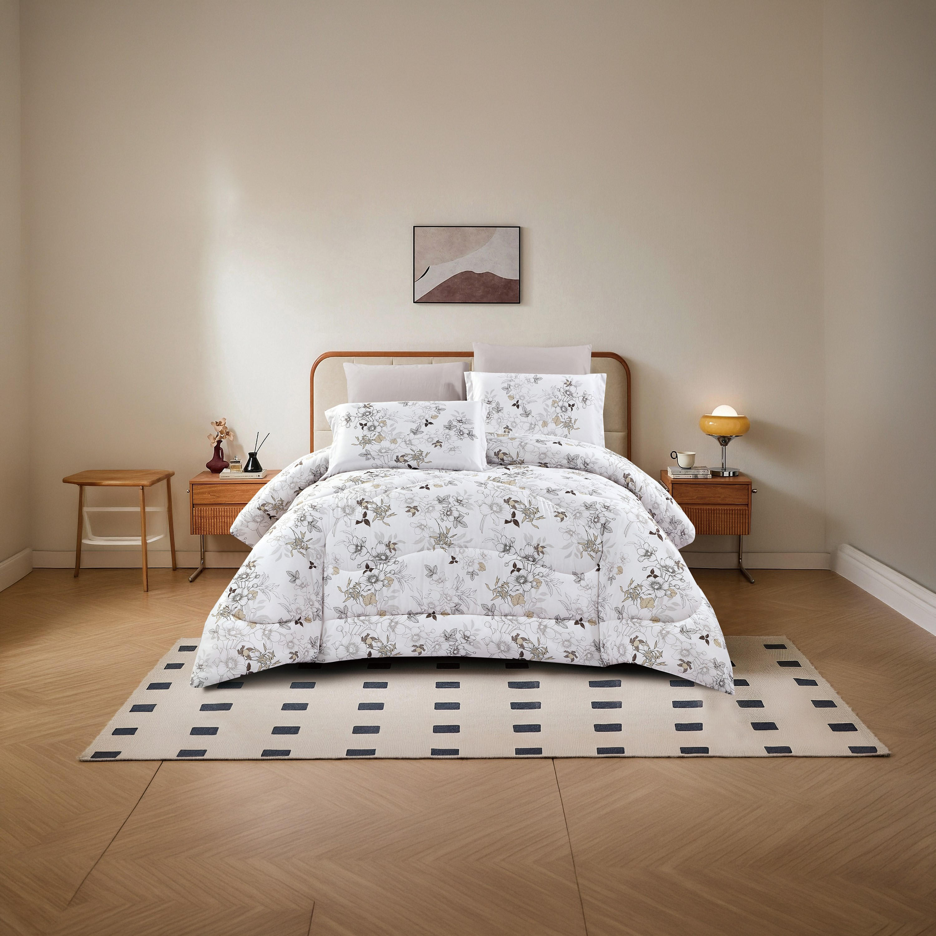 Lifestyle Super King Floral Print 6 Piece Reversible Comforter Set - 260x240cms-household-bedding-comfortersandbedspreads-comforters-image-8