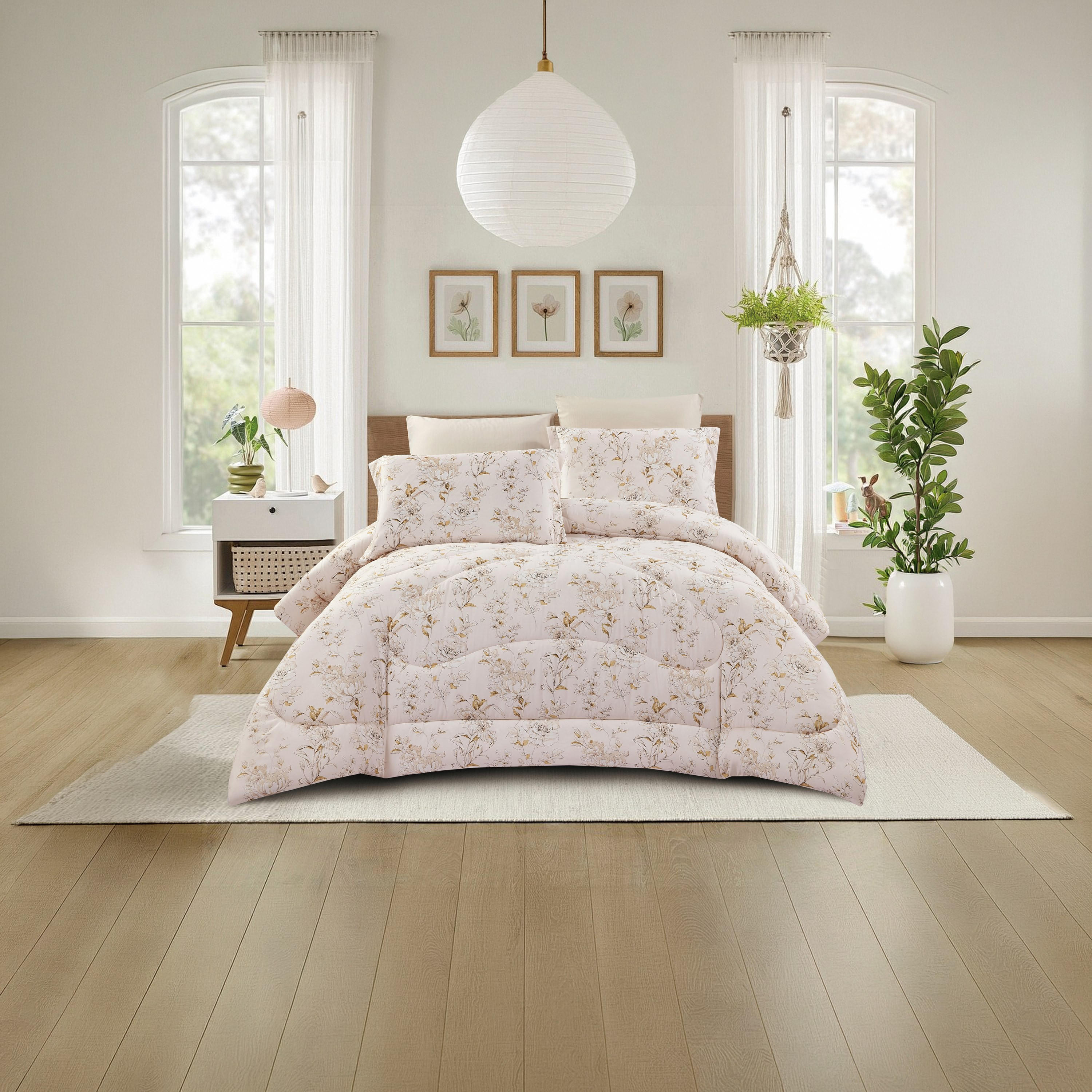 Lifestyle Super King Floral Print 6 Piece Reversible Comforter Set - 260x240cms-household-bedding-comfortersandbedspreads-comforters-image-15