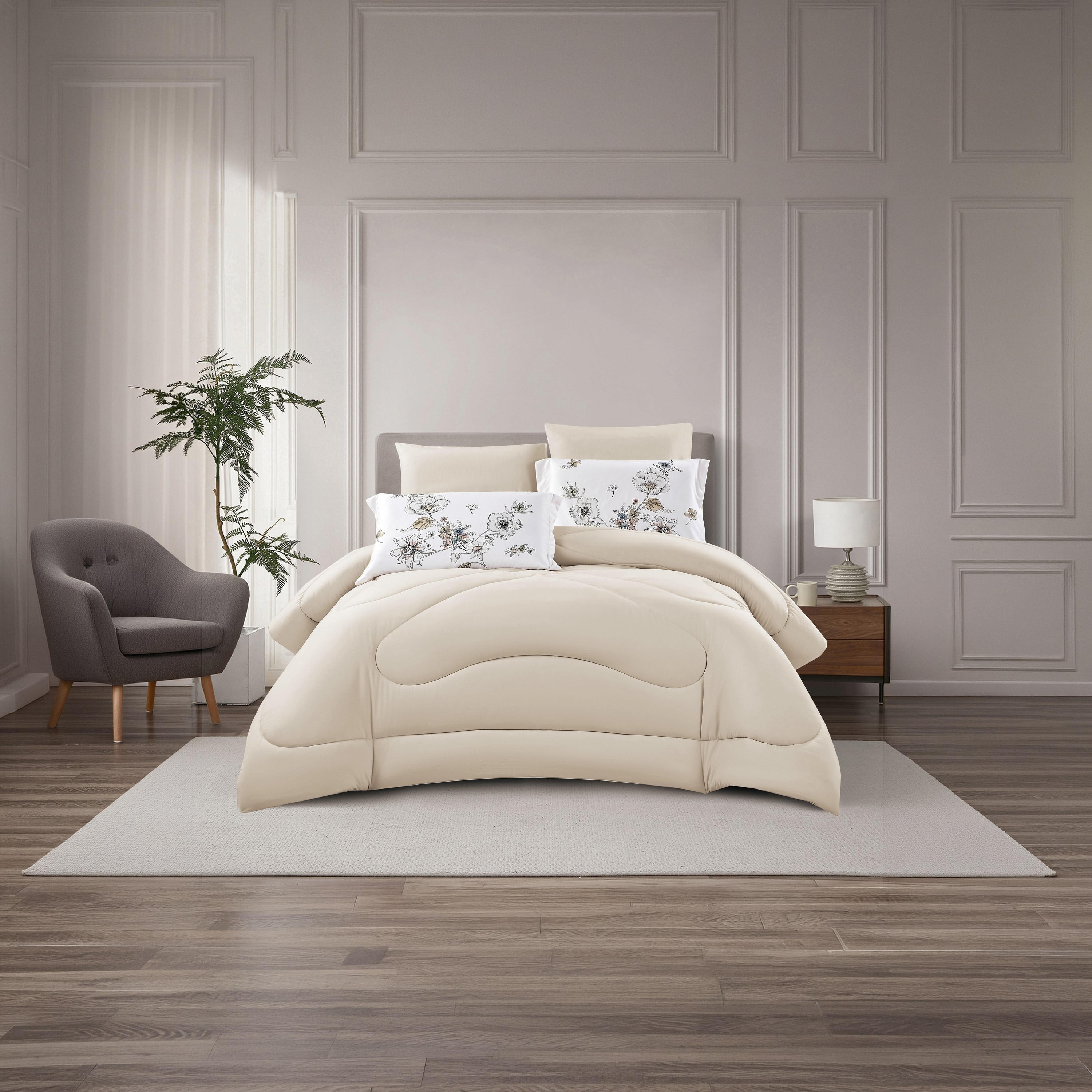 Lifestyle Super King Floral Print 6 Piece Reversible Comforter Set - 260x240cms-household-bedding-comfortersandbedspreads-comforters-image-23