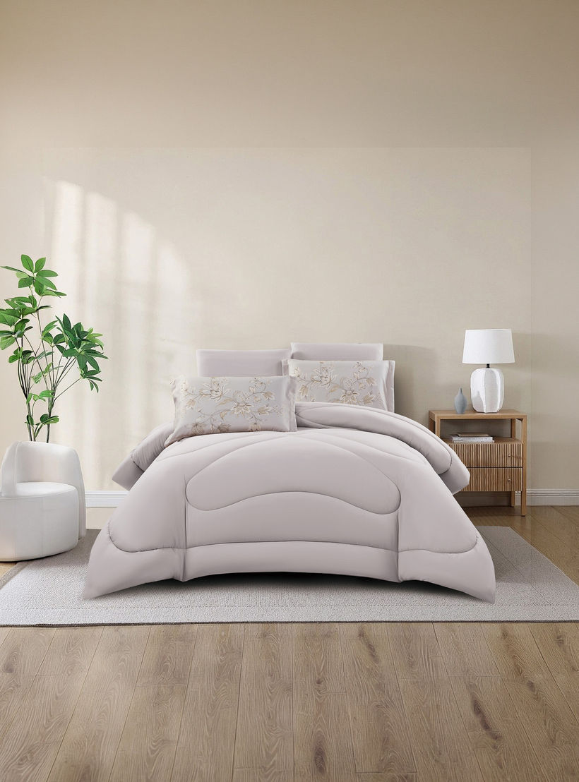 طقم لحاف قابل للعكس مكون من 6 قطع بنقشة زهور، مقاس سوبر كينج - 260×240 سم-household-bedding-comfortersandbedspreads-comforters-image-2