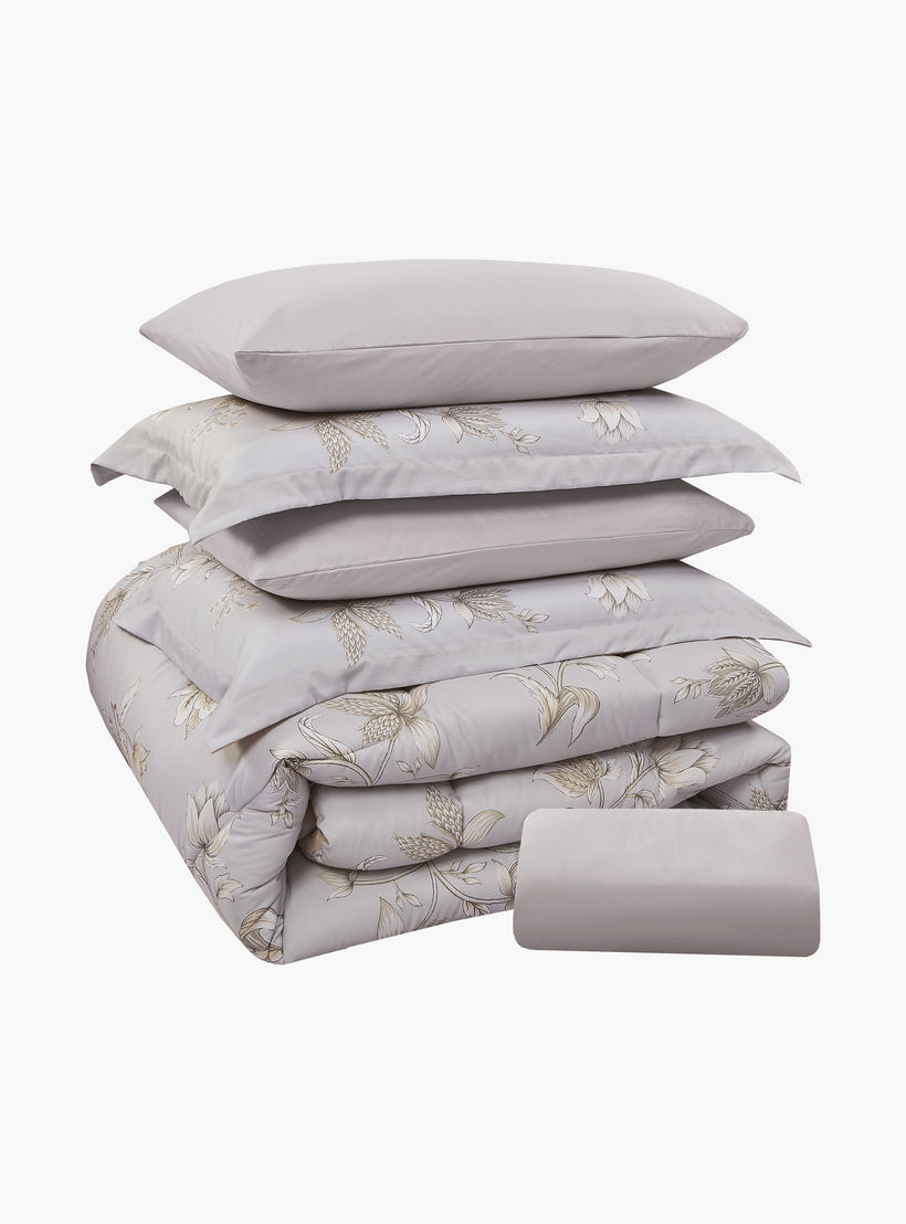 طقم لحاف قابل للعكس مكون من 6 قطع بنقشة زهور، مقاس سوبر كينج - 260×240 سم-household-bedding-comfortersandbedspreads-comforters-image-7