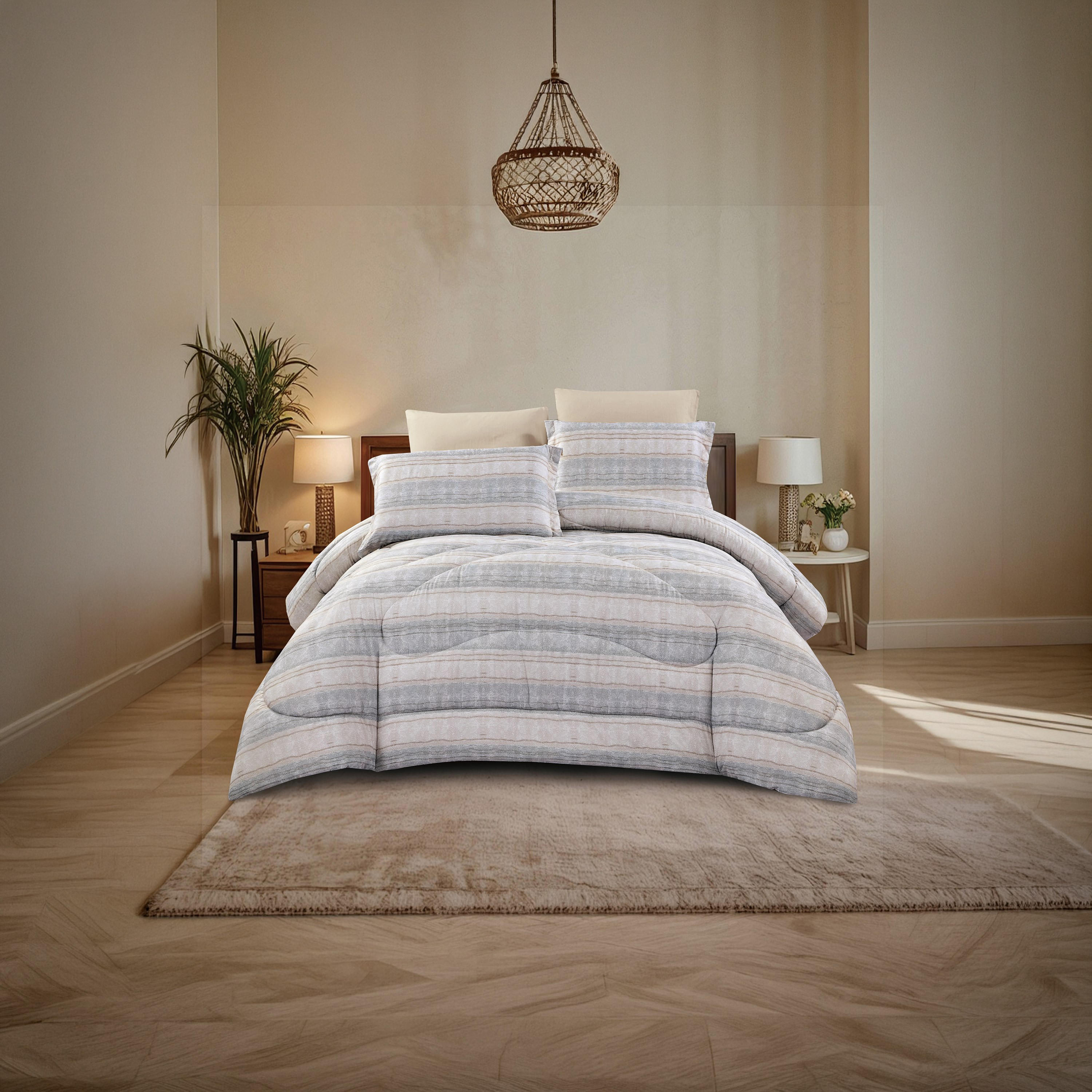 طقم لحاف مطبوع قابل للعكس مكون من 6 قطع بحجم سوبر كينج - 260 × 240 سم-household-bedding-comfortersandbedspreads-comforters-image-1