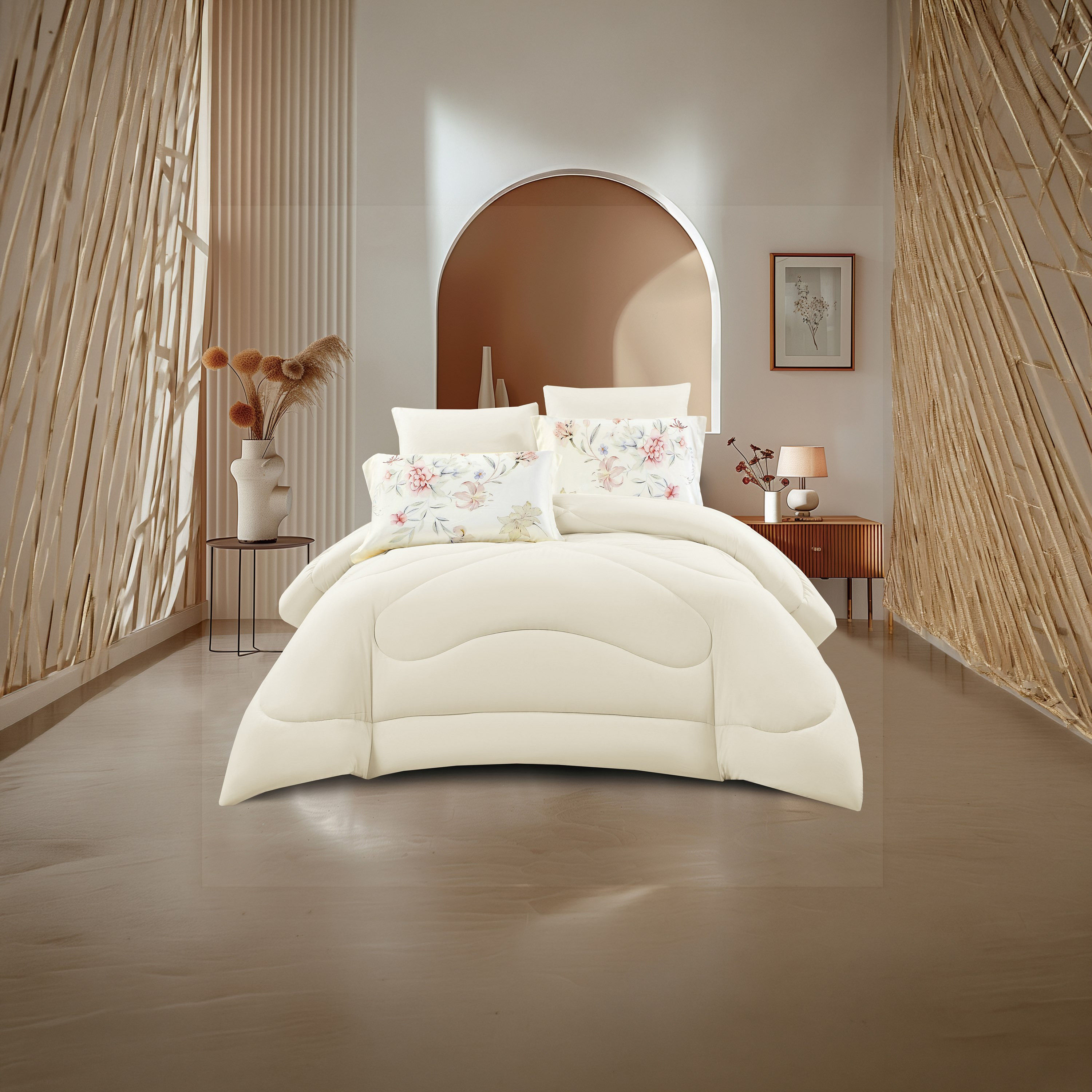 طقم لحاف قابل للعكس مكون من 6 قطع بنقشة زهور، مقاس سوبر كينج - 260×240 سم-household-bedding-comfortersandbedspreads-comforters-image-23