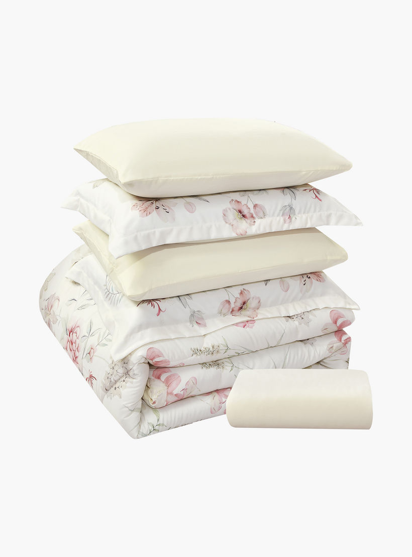 طقم لحاف قابل للعكس مكون من 6 قطع بنقشة زهور، مقاس سوبر كينج - 260×240 سم-household-bedding-comfortersandbedspreads-comforters-image-7