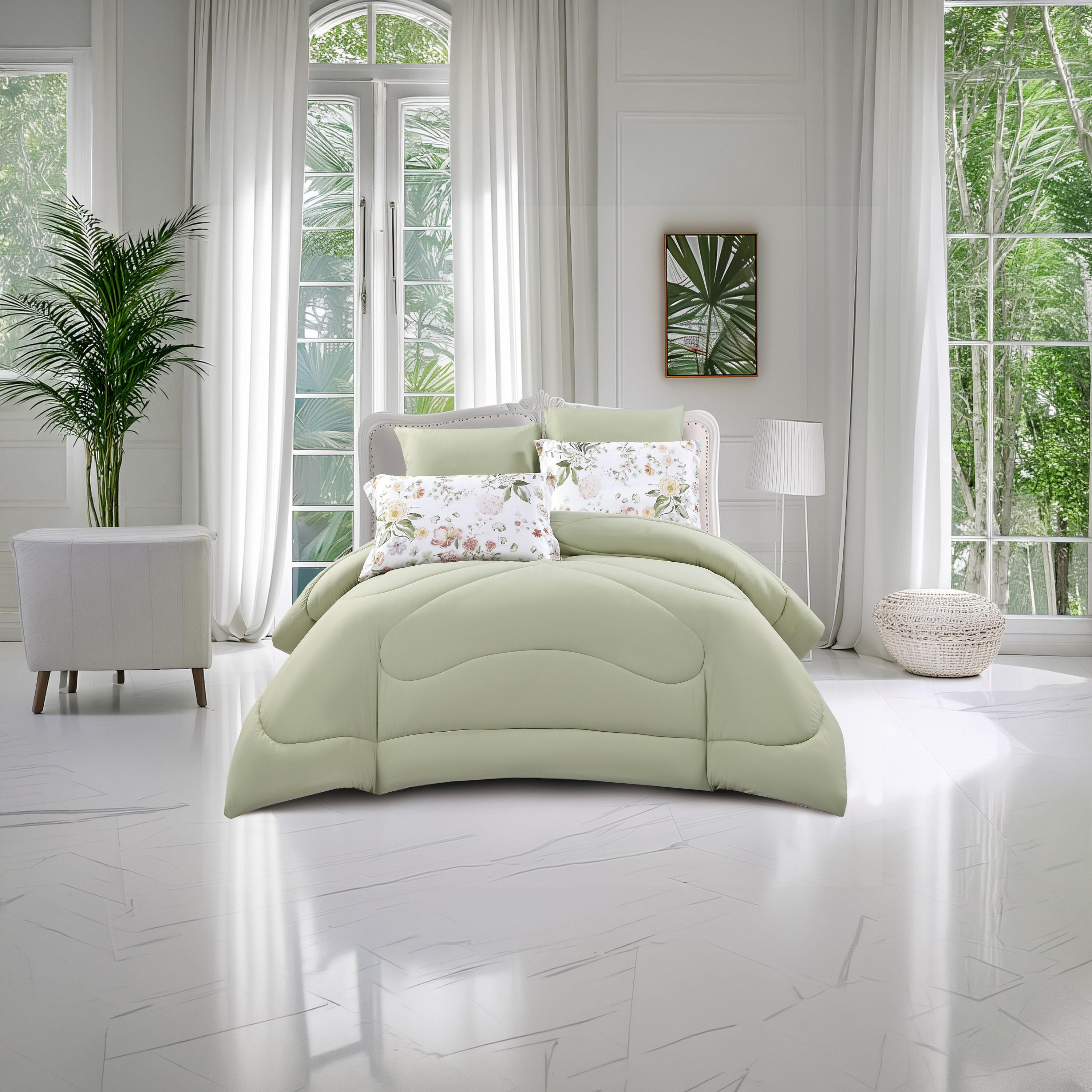 طقم لحاف قابل للعكس مكون من 6 قطع بنقشة زهور، مقاس سوبر كينج - 260×240 سم-household-bedding-comfortersandbedspreads-comforters-image-2