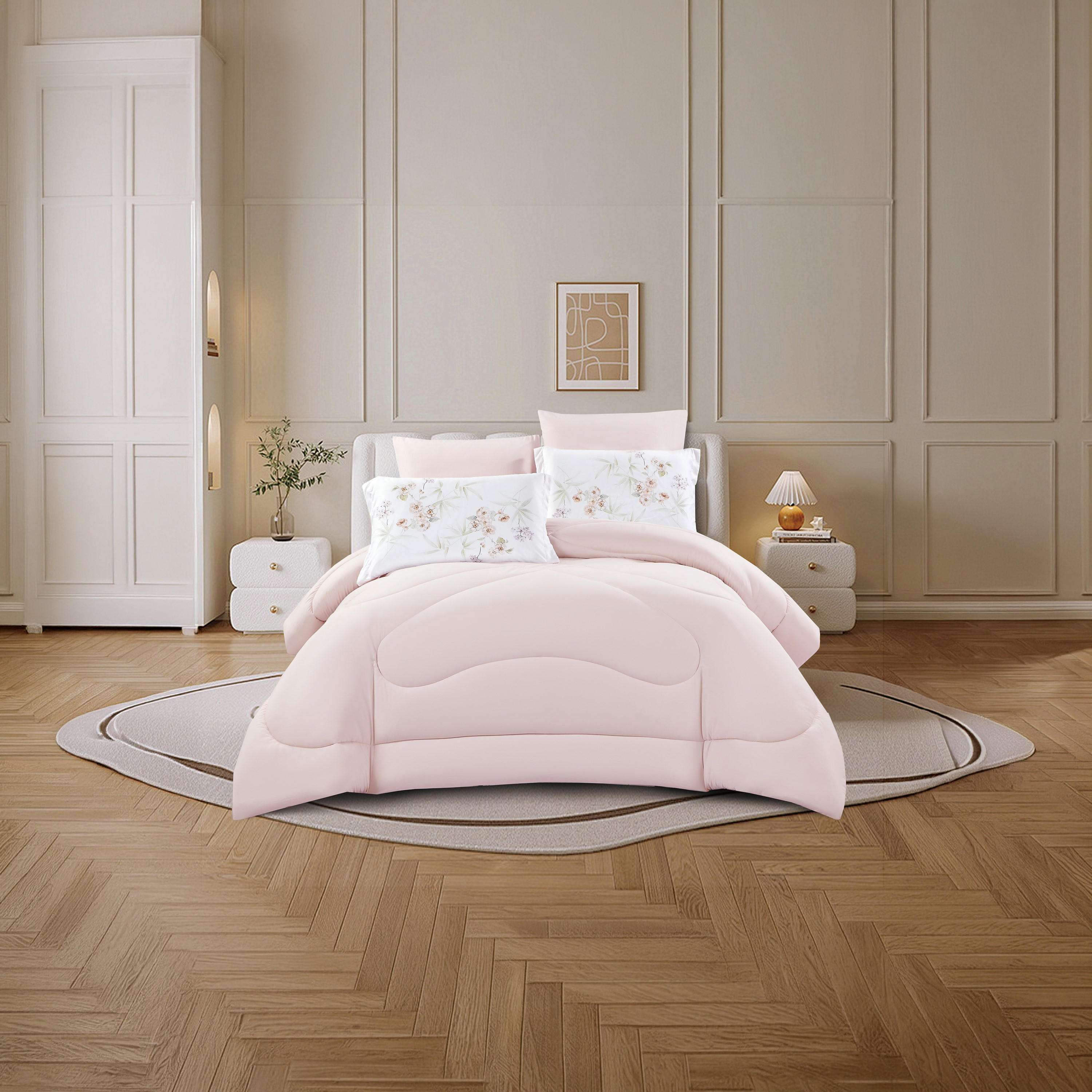 طقم لحاف قابل للعكس مكون من 6 قطع بنقشة زهور، مقاس سوبر كينج - 260×240 سم-household-bedding-comfortersandbedspreads-comforters-image-2